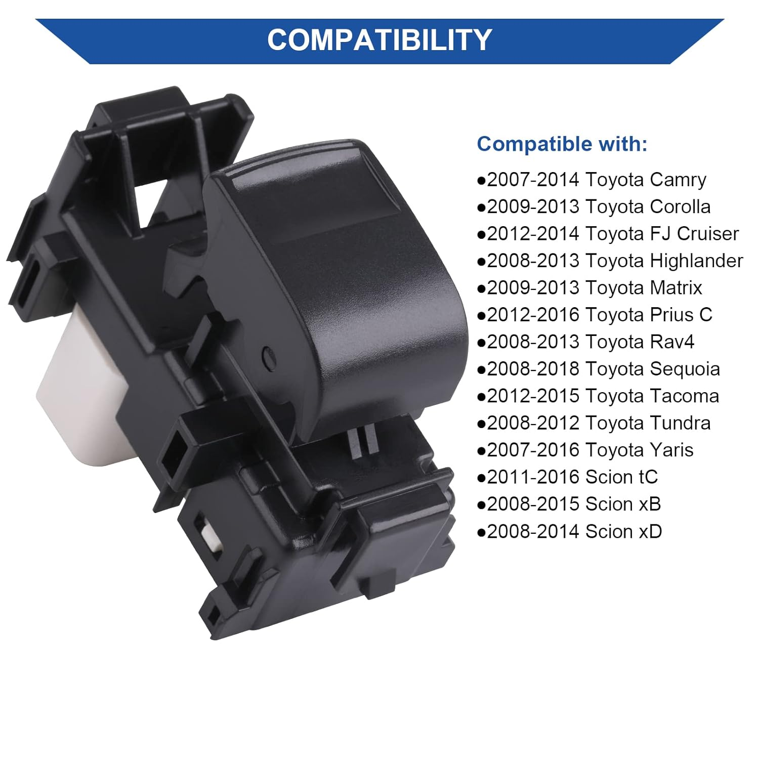 Obaee Passenger Window Switch Control Compatible with 2007-2014 Toyota Camry, 2009-2013 Corolla/Matrix, 2008-2013 Highlander/Rav4, 2012-2014 FJ Cruiser, 2008-2012 Tundra & More Replace OEM 84810-06030 image number 3