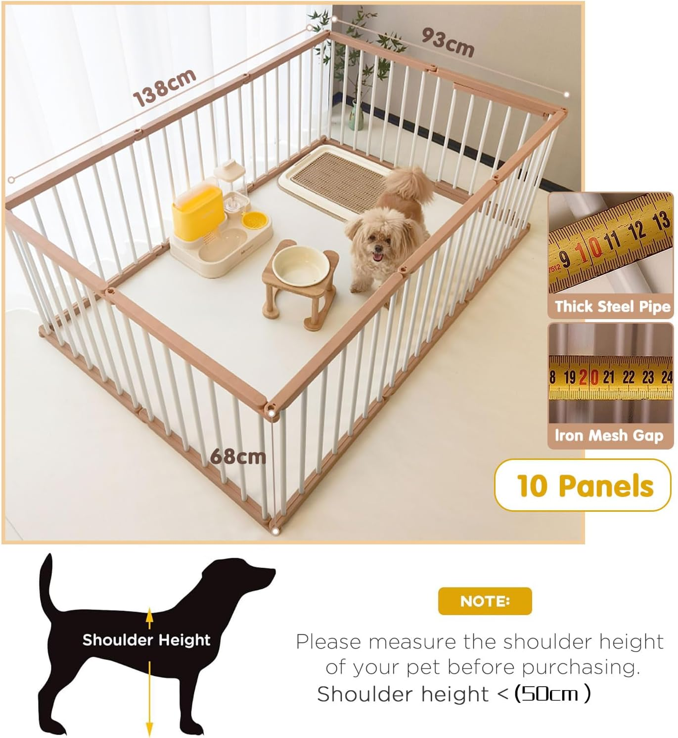 LIODUX Dog Playpen Indoor Pet Enclosure Fence, Outdoor Portable Puppy Exercise Pen with Door, 10 Panels Heavy Duty Dog Crate Cage Kennel for Small and Medium Sized Dogs - 10 Panels image number 3