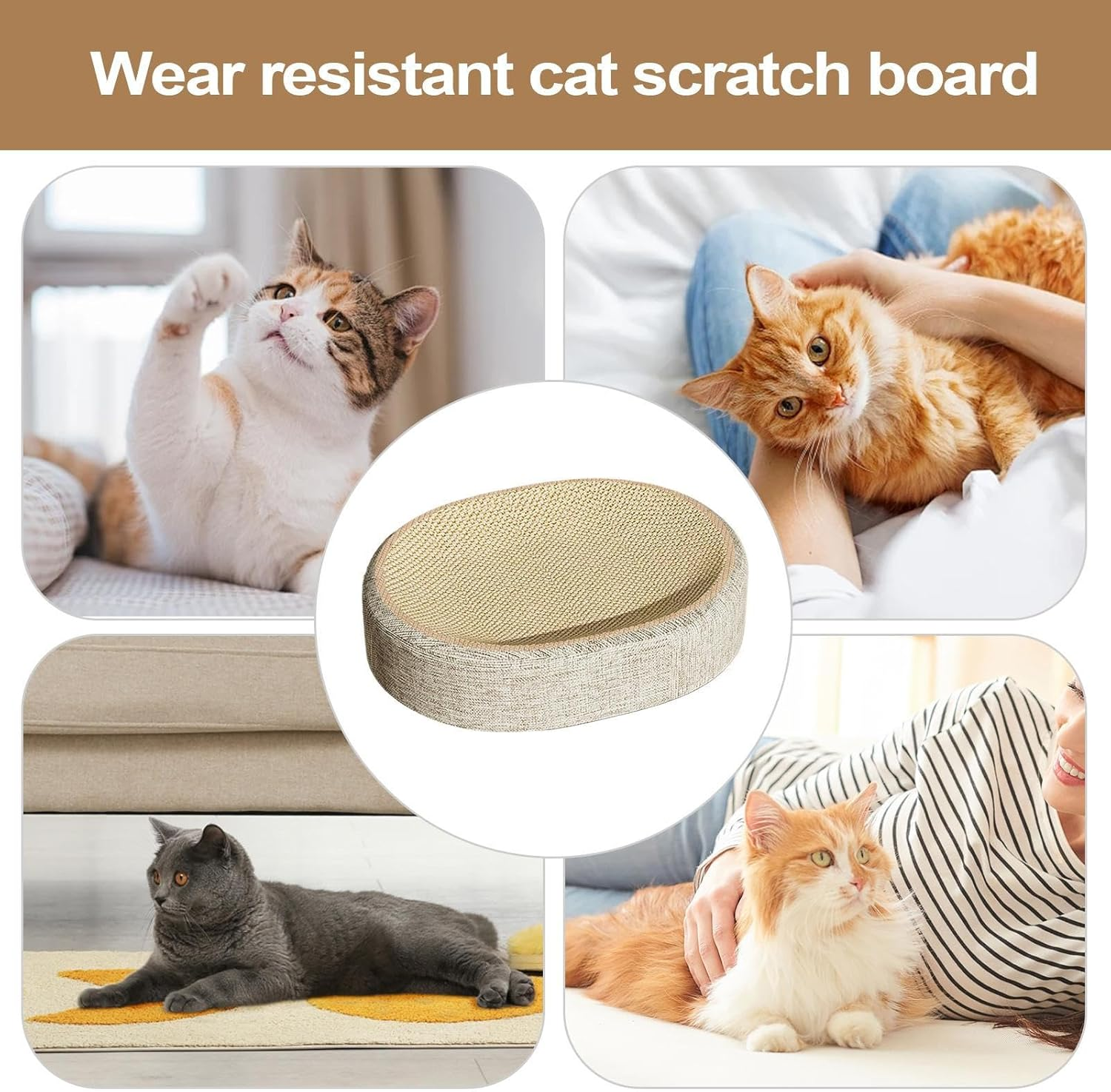 Mwqpgyh Cat Scratching Board - Indoor Scratching Board for House Cats - Sisal Braided Cardboard Cat Furniture Living Room Bedroom Floor Corners image number 1