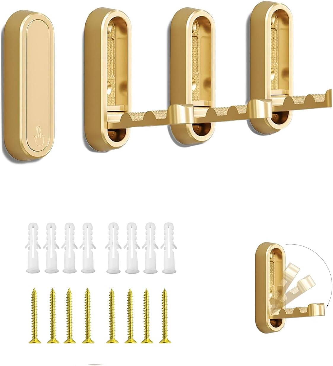 4Pcs Foldable Wall Hooks, Collapsible Towel Hooks, Invisible Space-Saving Hooks, Heavy Duty Zinc Alloy Bathroom Hooks Retractable for Coats, Robes, Bags, Hat, Purse (Includes Screws)