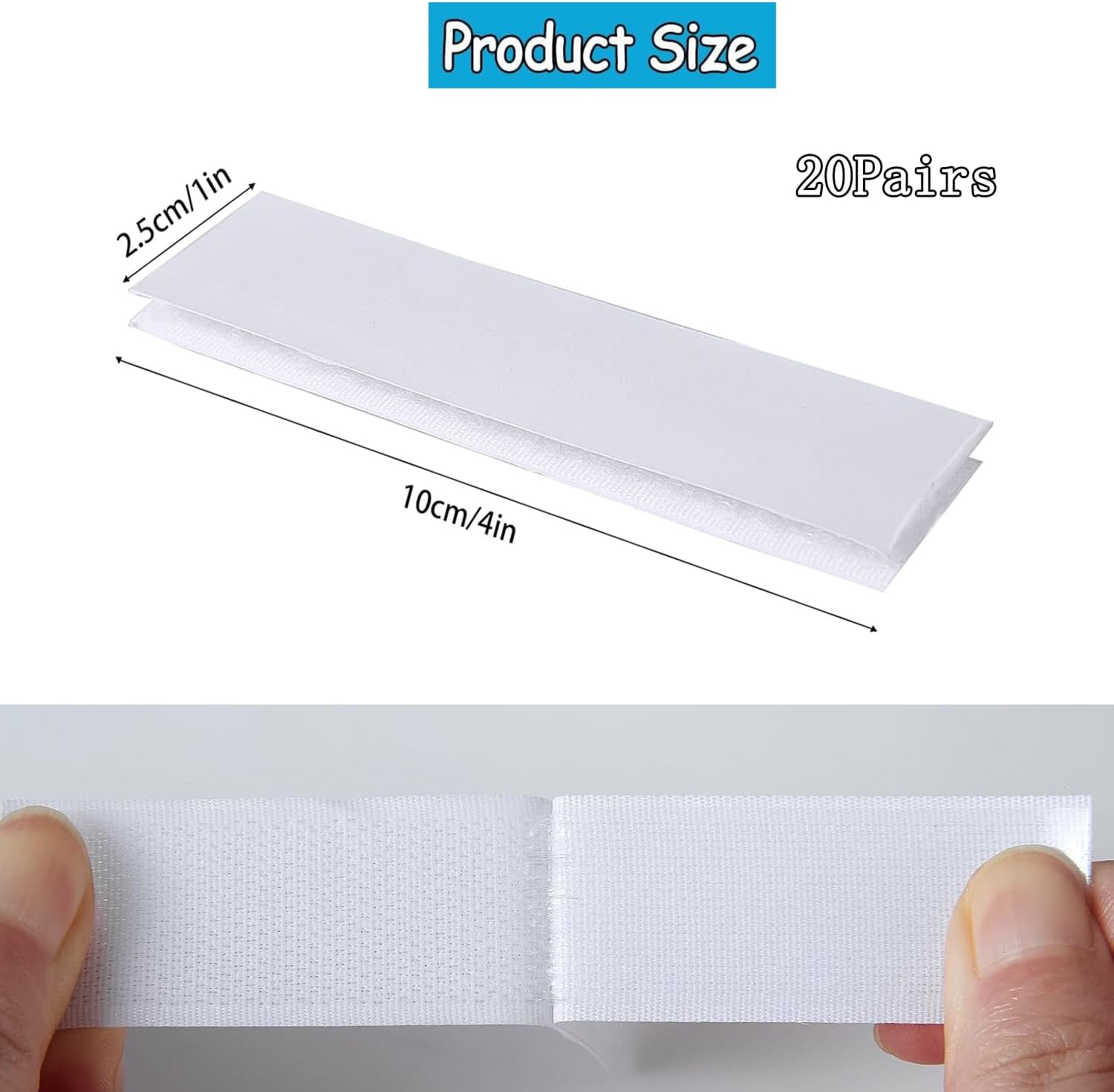 Yharnamite 20 Pairs Industrial Heavy Duty Velcro Tape Dots, Hook and Loop Strips with Adhesive, Double Sided Sticky Strips for Carpets, Sofa Cushions, Hanging Pictures, Office, Home (White, 10*2.5Cm) - Black, 10*2.5Cm image number 4