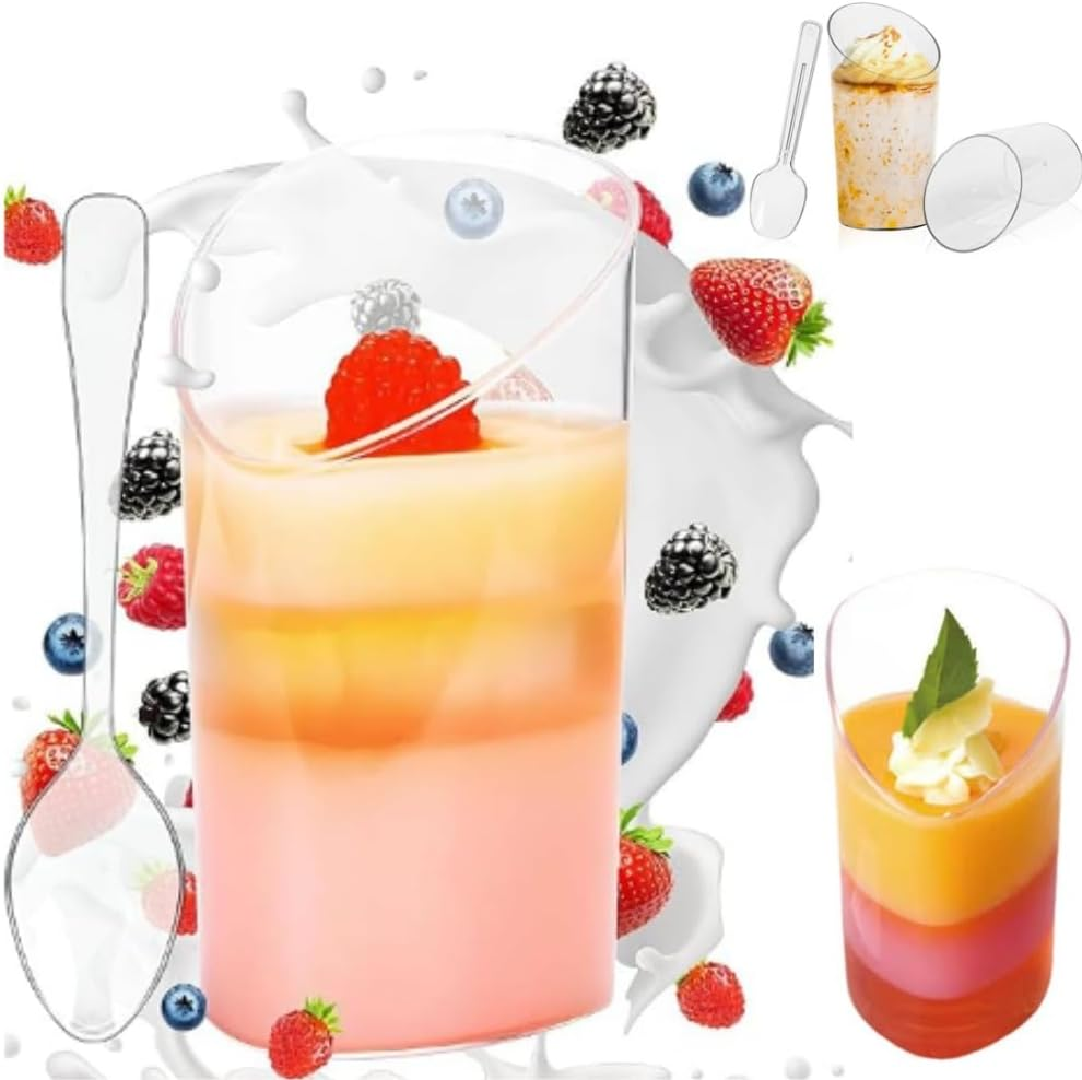 DACUAN 50Pcs Dessert Cups,Small Reusable,For Mousse, Pudding, Ice Cream, Desserts, Drinks, Washable Clear Dessert Cups for Mousse.（Round） image number 1