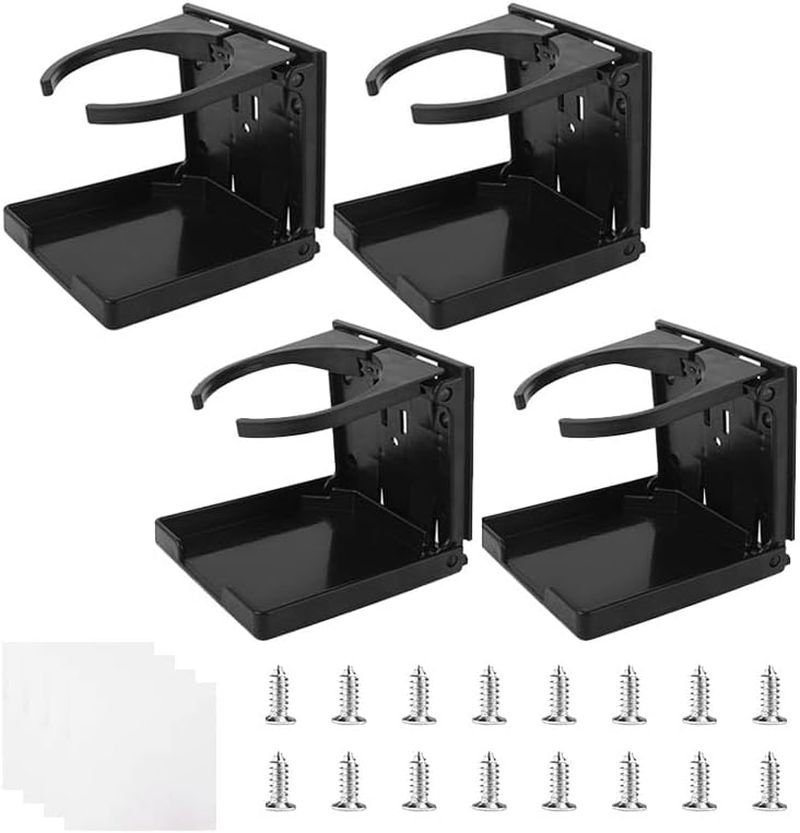 Folding and Adjustable Drink Holder,Adjustable Folding Drink Holder with Screws,Universal Car Cup Drink Holders Automotive Cup,Wall Mount Car Cup Holder for Truck Rvs Yacht Caravan (Black)