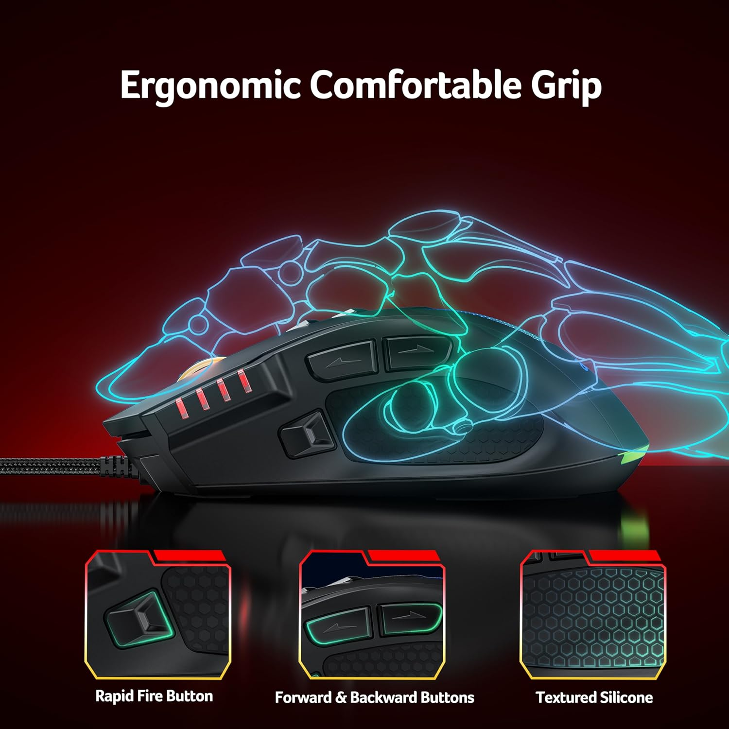 Acer Wired Gaming Mouse 12800 DPI, Computer Mouse Gaming with Cord [Driver-Supported] 8 Programmable Buttons, Rapid Fire, 1000Hz Polling Rate, 12 RGB Backlights, Optical Tracking Mice for PC Laptops image number 1