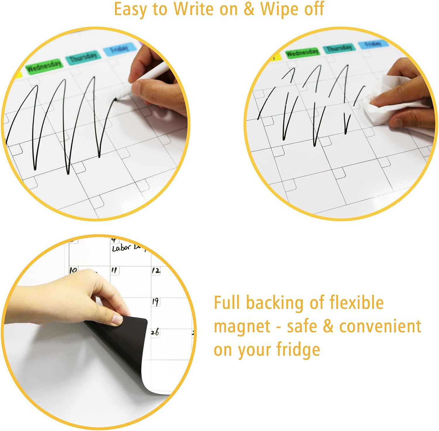 Zazzykid Magnetic Dry Erase Planner for Fridge: Pack of 3-14.6&rdquo; X 11.6&rdquo; Magnetic Monthly Calendar with Markers+ 7.3&rdquo; X 11.6&rdquo; to Do List Pad & Fridge Whiteboard image number 1