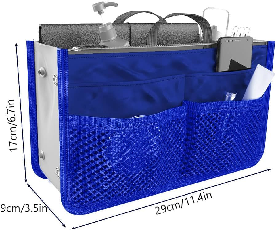 Organizer Insert Bag Polyester,Purse Organizer Insert, Handbag & Tote, Travel, Cosmetic Bag, 20L Large Capacity Cosmetic Liner Bag, for Travel Business Cosmetic Makeup Storage(Blue) - Orange image number 6