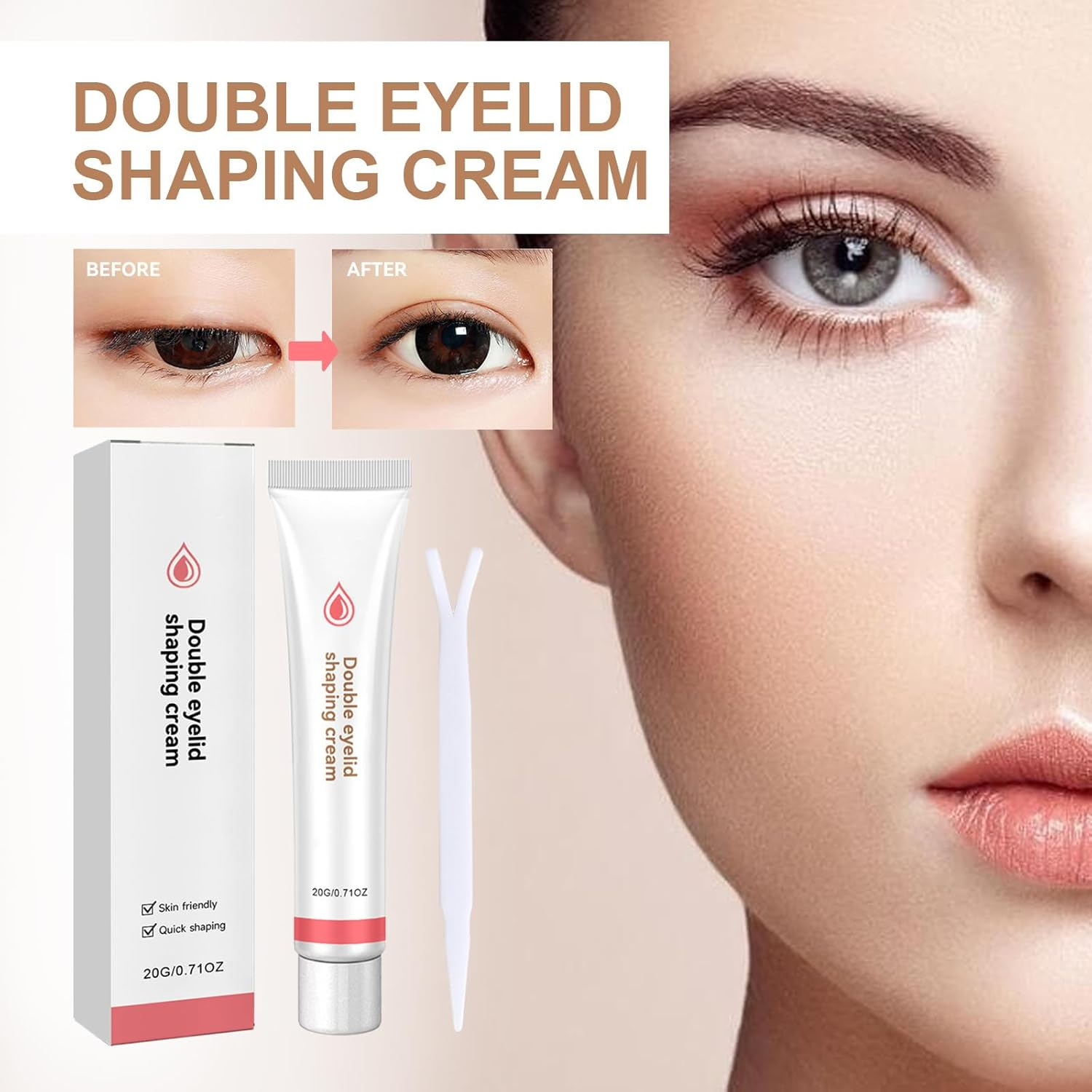 Eyelid Lifting Cream, Double Eyelid Shaping Cream, Instant Eye Lift for Hooded Eyes, Long-Lasting Waterproof Invisible Finish, Quick-Drying Natural Look, Tightening & Hydrating Eye Care (3Pcs) - 3Pcs image number 3