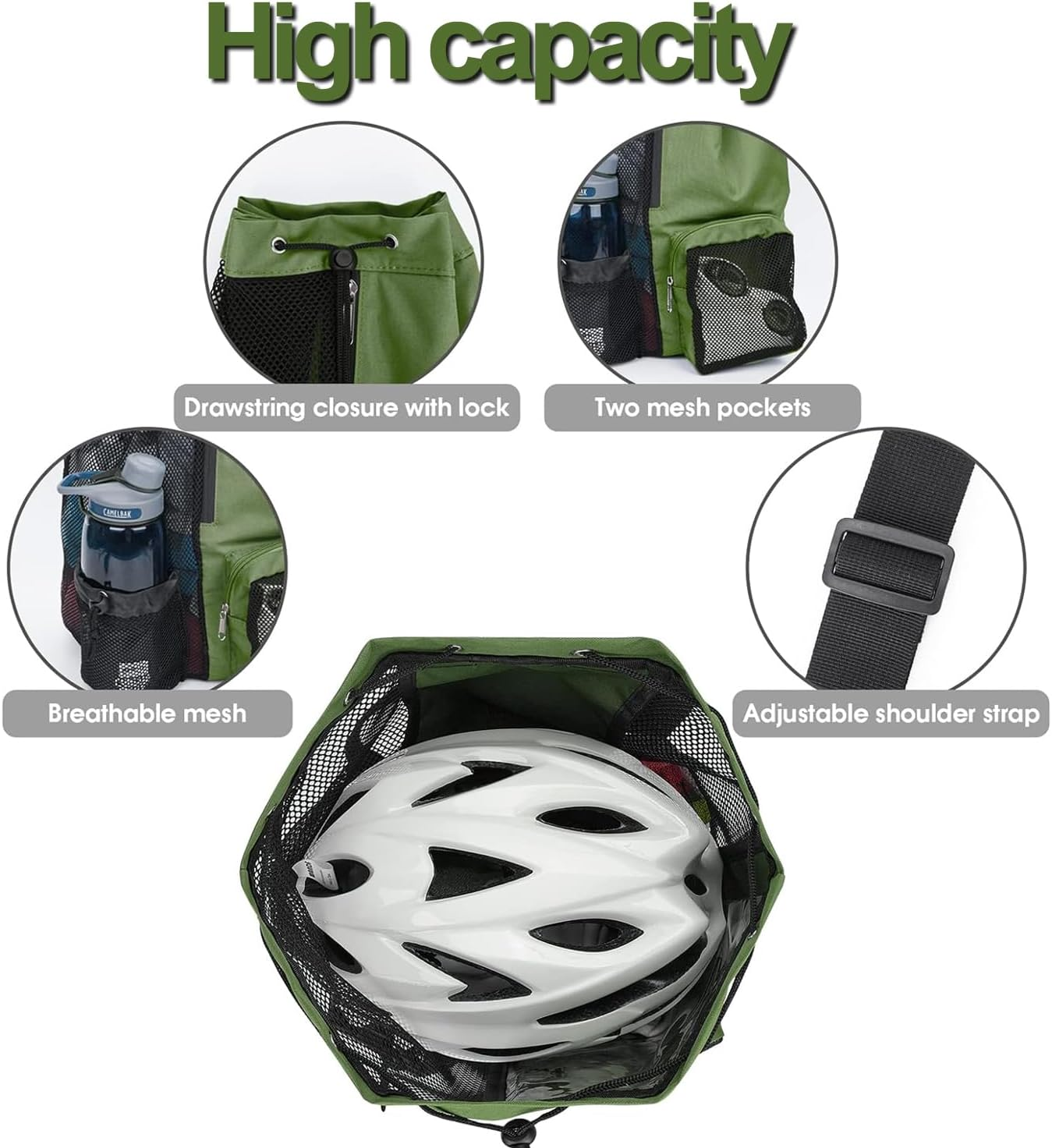 Drawstring Gym Bags with Zipper Pocket, Sport Swimming Storage Bag, Beach Bag for Swimming Gym Drawstring Backpack, Folding into Pouch Boxing Equipment - Black image number 7