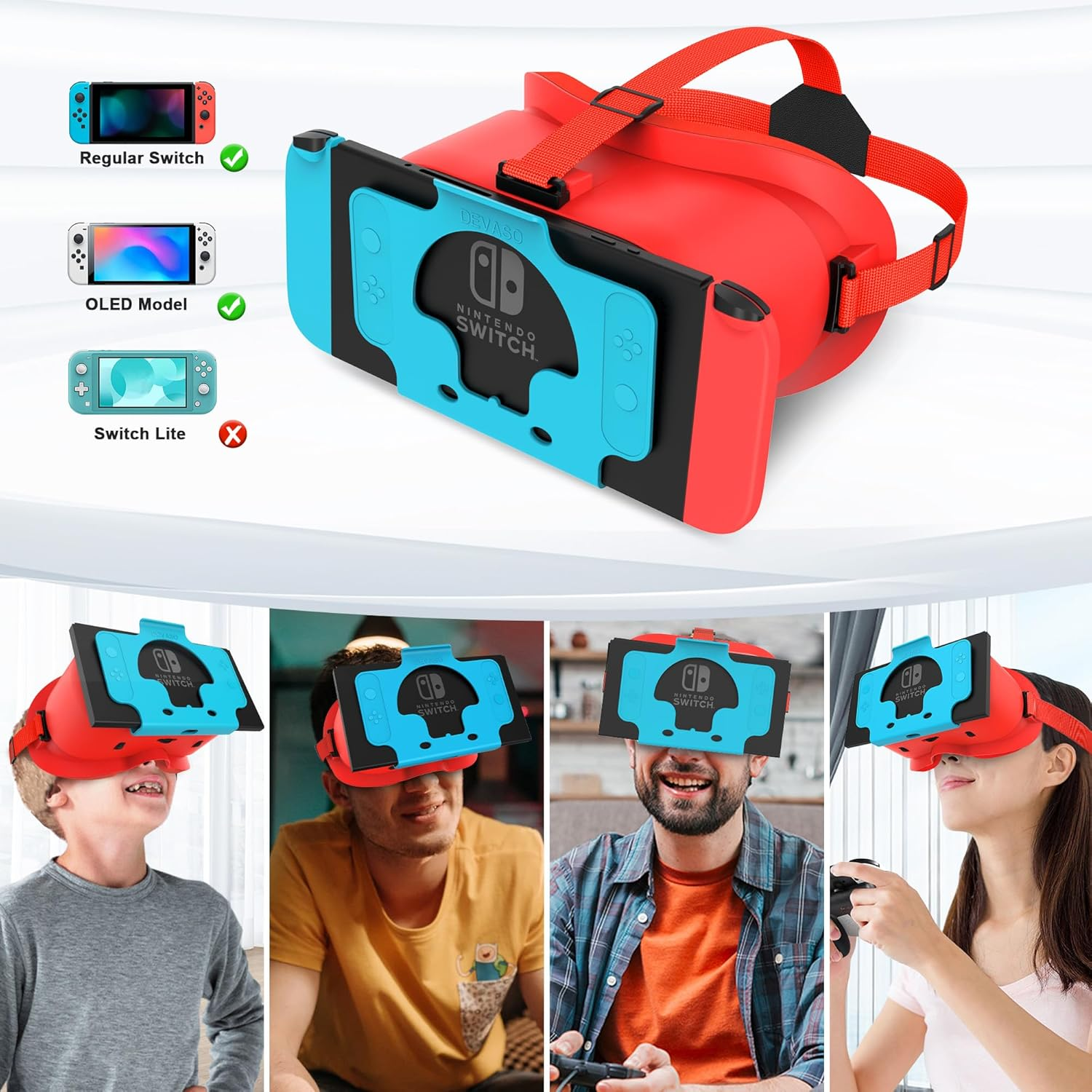 MVPTGRS Upgraded VR Headset for Original Nintendo Switch & Switch OLED Model, Virtual Reality Glasses with Adjustable HD Lenses and Comfortable Head Strap, Labo VR Kit Accessories, Switch 3D Goggles image number 3