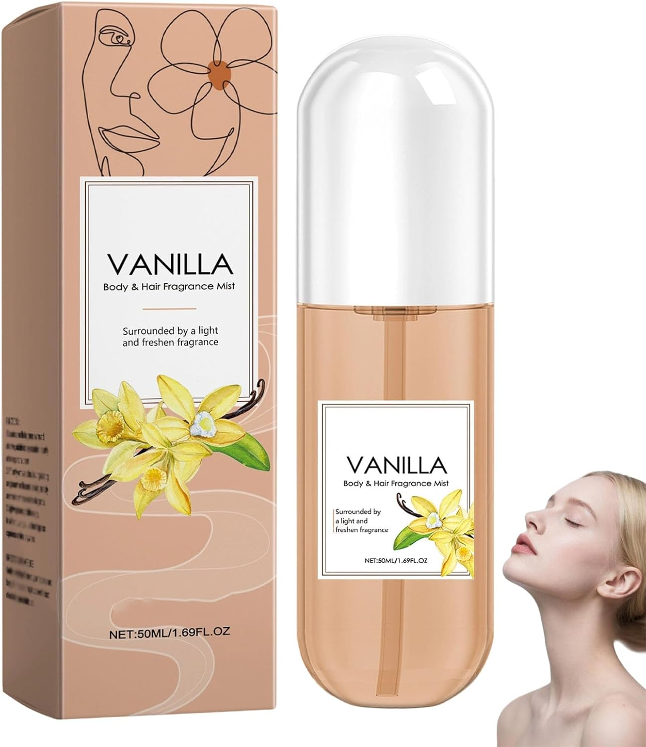 Vanilla Perfume, Vanilla Hair and Body Perfume Spray, Long-Lasting Fragrance, Women&rsquo;S Deodorant Spray, Hydrating & Refreshing, Portable Multi-Use Mist Fragrances, Travel Size (3Pcs)