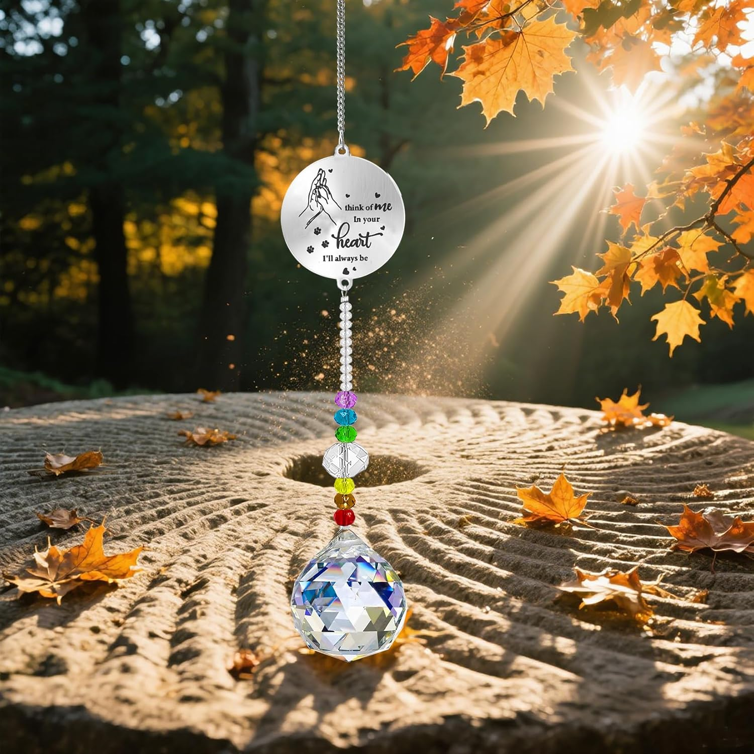 Peili Dog Memorial Gifts for Loss of Dog, Pet Paw Print Sympathy Gifts Crystal Window Suncatcher,Bereavement Gift Sun Catcher,Dog Remembrance Gift Rainbow Maker,Pet Passing Away Loss Gifts (D) image number 5