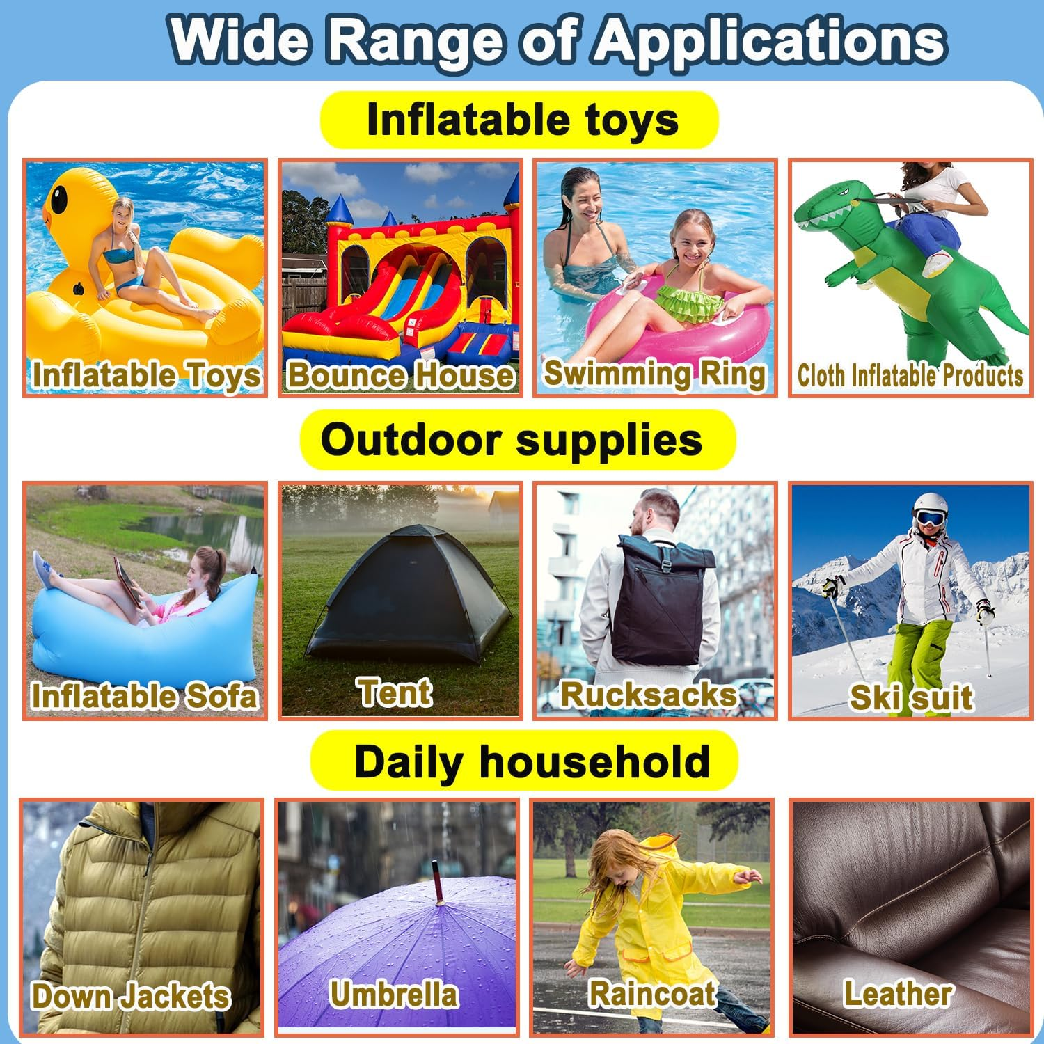 KAIHENG 4Inx7Ft Inflatable Patch Repair Kit, Waterproof TPU Air Mattress Patch Kit, Pool Repair Patch, Repair Tape for Pool Swimming Ring Pool Floats Bounce House Air Bed Tent Inflatable Toys image number 4