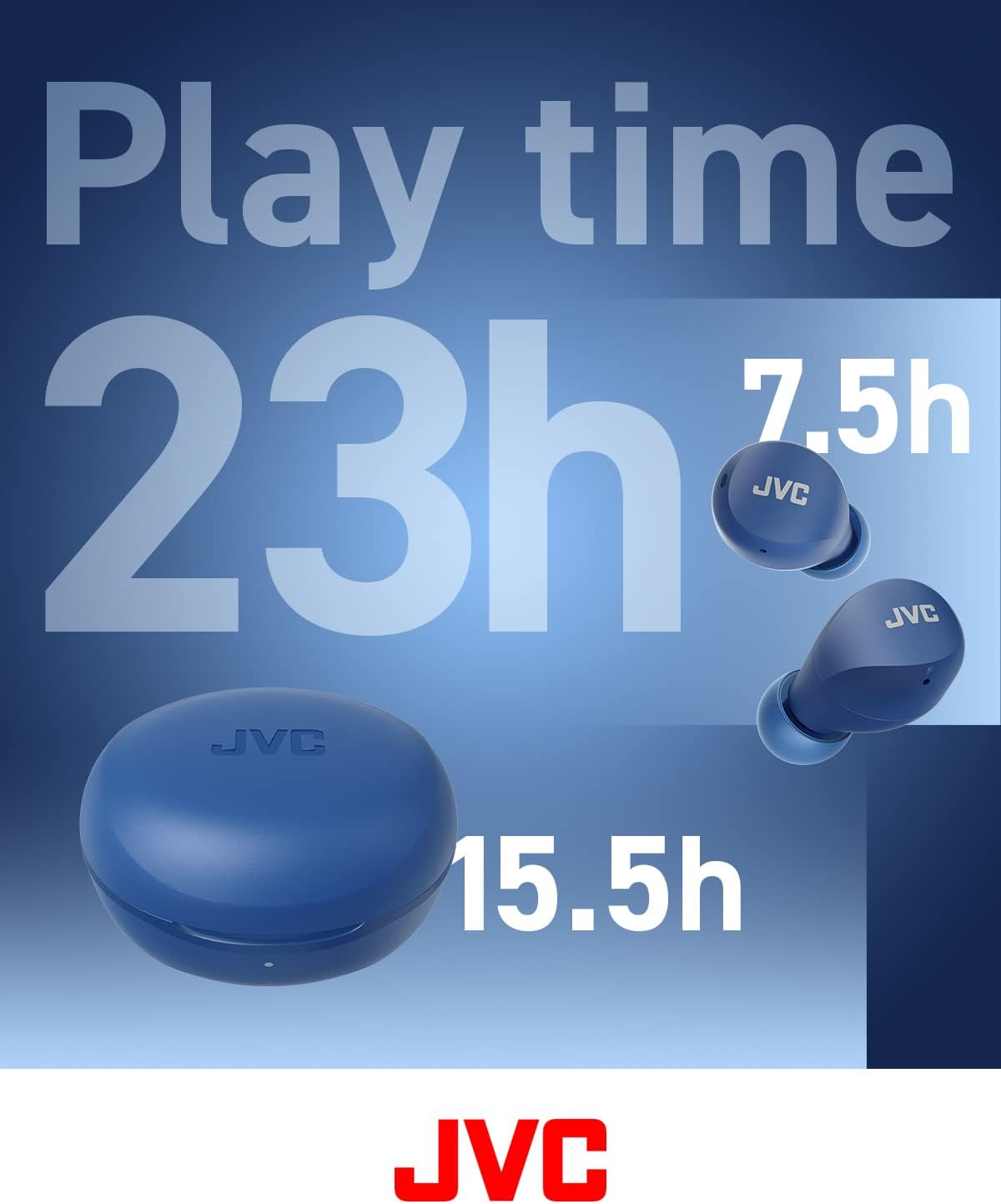 JVC HA-Z66T-A Gumy Mini Wireless Earbuds, Small, Ultralight, 3 Sound Modes (Bass/Clear/Normal), Waterproof (IPX4), 23 Hours Battery Life, Bluetooth 5.1, (Blue) HA-Z66T-A-E, In-Ear image number 6