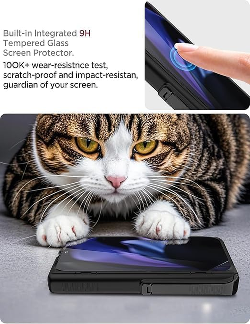 ELEPIK for Google Pixel 9 Pro Fold Case with Kickstand [Built-In Screen Protector] [Hinge Protector] [Military Drop Protection] [Non-Slip] Pixel Phone Case with Wireless Charging, Black. image number 4