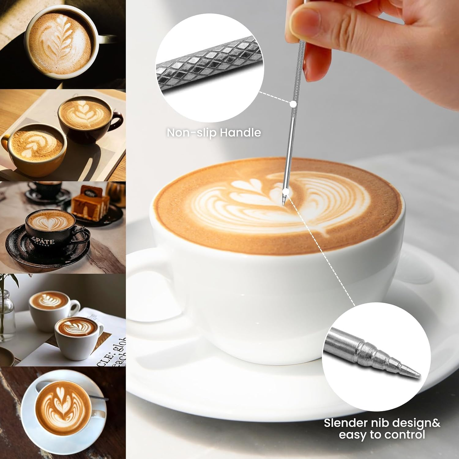 Milk Jug Kit 600Ml/20Oz, Milk Frothing Pitcher Stainless Steel 304, Steamer Cup Espresso with Decorating Art, Latte Arts image number 1