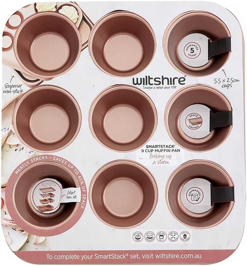 Wiltshire 9 Cup Stackable Muffin Pan, Rose Gold &ndash; Non-Stick Bakeware with 100% PFOA & Ptfe-Free Surface, Dishwasher Safe, Oven Safe to 220&deg;C, Durable and Easy to Clean image number 2