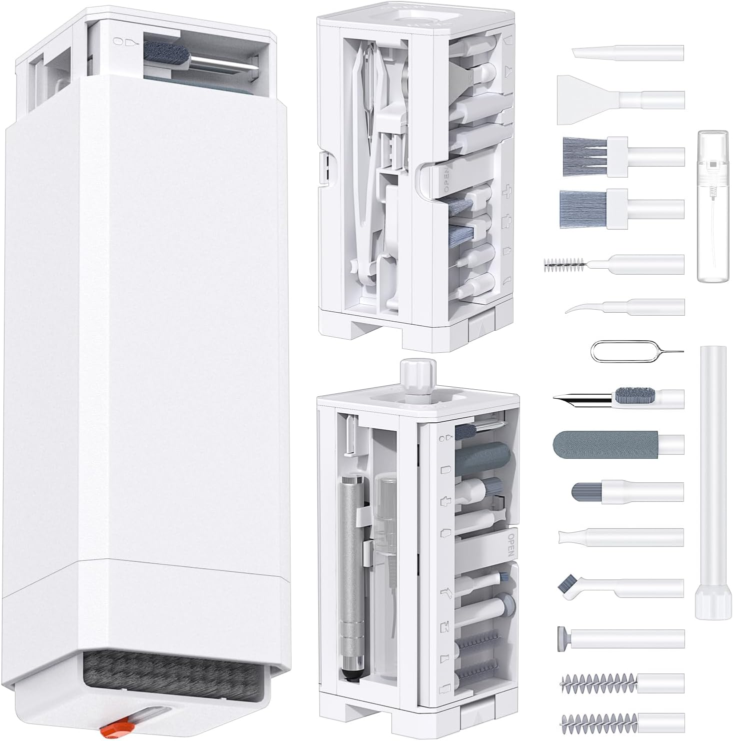 VICHYIE 32 in 1 Keyboard Cleaning Kit with Brush, Computer Laptop Cleaner Kit, Phone Cleaning Tool, Multi-Function Cleaner Kit for Earbuds, Cellphones, PC, Camera, Electronics Devices (Black)