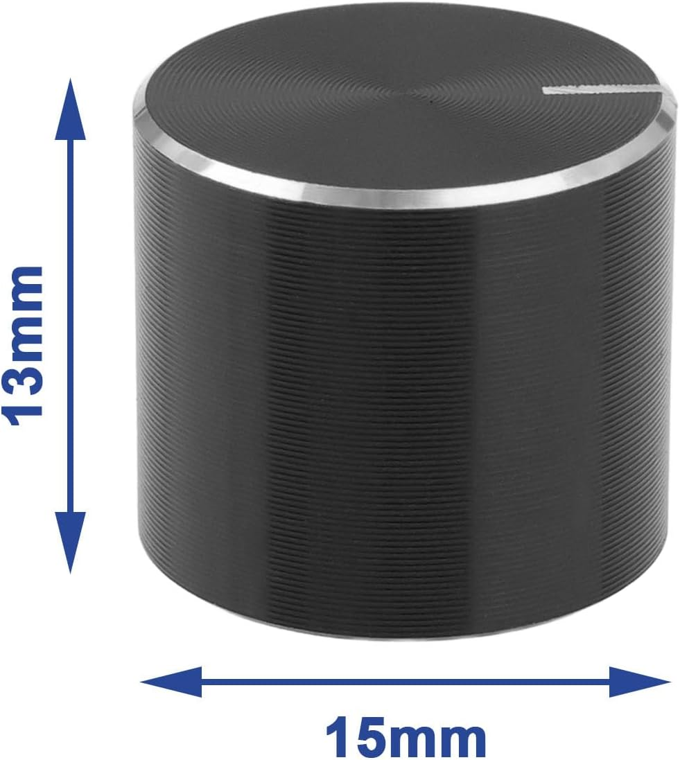 Create Idea 10Pcs 13Mmx15Mm Aluminum Potentiometer Knob Rotary Knob Volume Control Knob Suitable for 6Mm D-Type Shaft Potentiometer Black