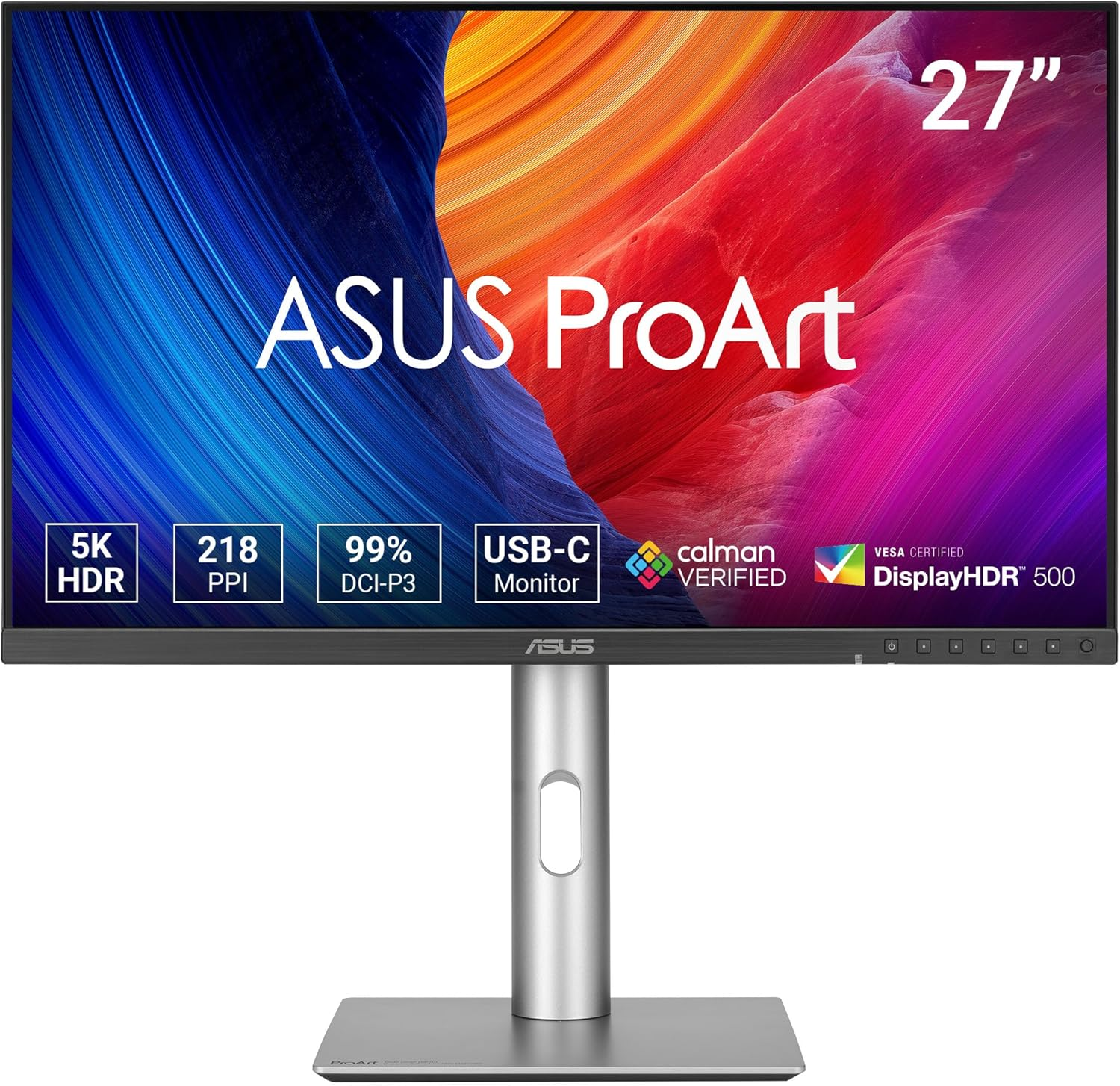ASUS Proart Display 5K PA27JCV Professional Monitor &ndash; 27-Inch, IPS, 5K (5120 X 2880), 99% DCI-P3, Luxpixel&trade; AGLR, Light Sync, Color Accuracy &Delta;E < 2, Calman Verified, USB-C PD 96W, VESA Displayhdr 500