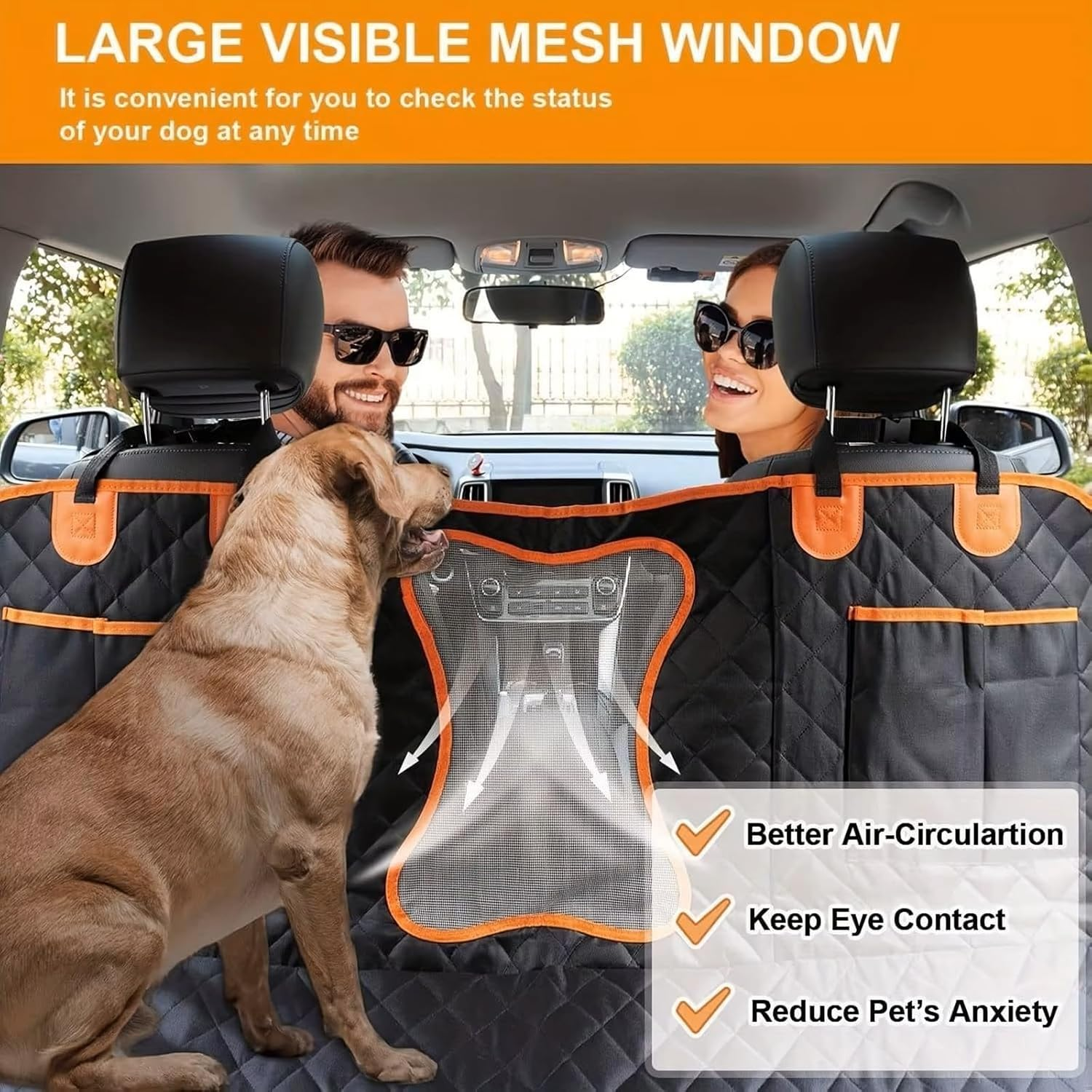 Dog Car Seat Cover &ndash; 100% Waterproof 600D Durable Pet Protector | Non-Slip Hammock Design for Car Rear Seat, SUV, Truck, Sedan, with Seatbelt & Side Flaps, Black image number 6