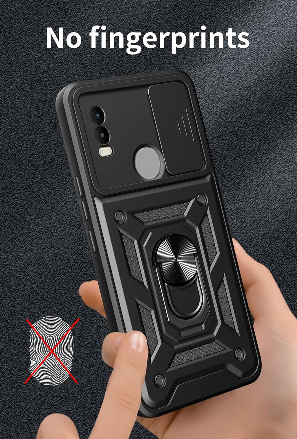 YSONCHAN Case for Nokia C21 Plus, Protective Case with Shockproof Lens Cover, Bumper Mobile Phone Case with Magnetic Ring and Rotating Stand, Robust Case, Red - Red image number 5