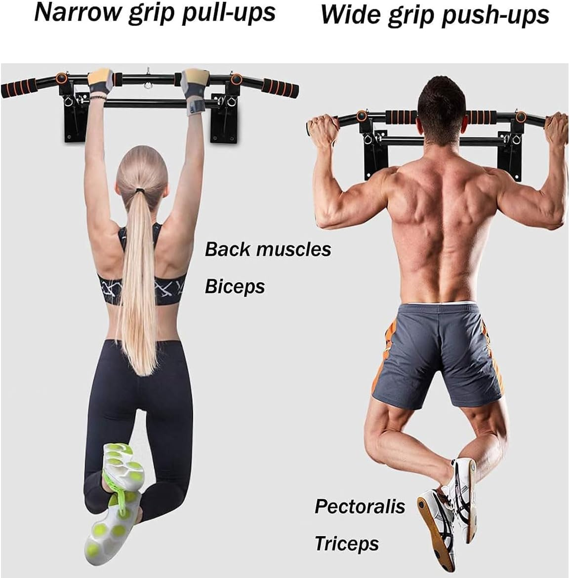 AIMALL Heavy-Duty Wall-Mounted Horizontal Bar for Door Frames, Adjustable Width 37-47In, Non-Slip Grips, High-Quality Steel, Ideal for Home Fitness & Bodyweight Exercises image number 4