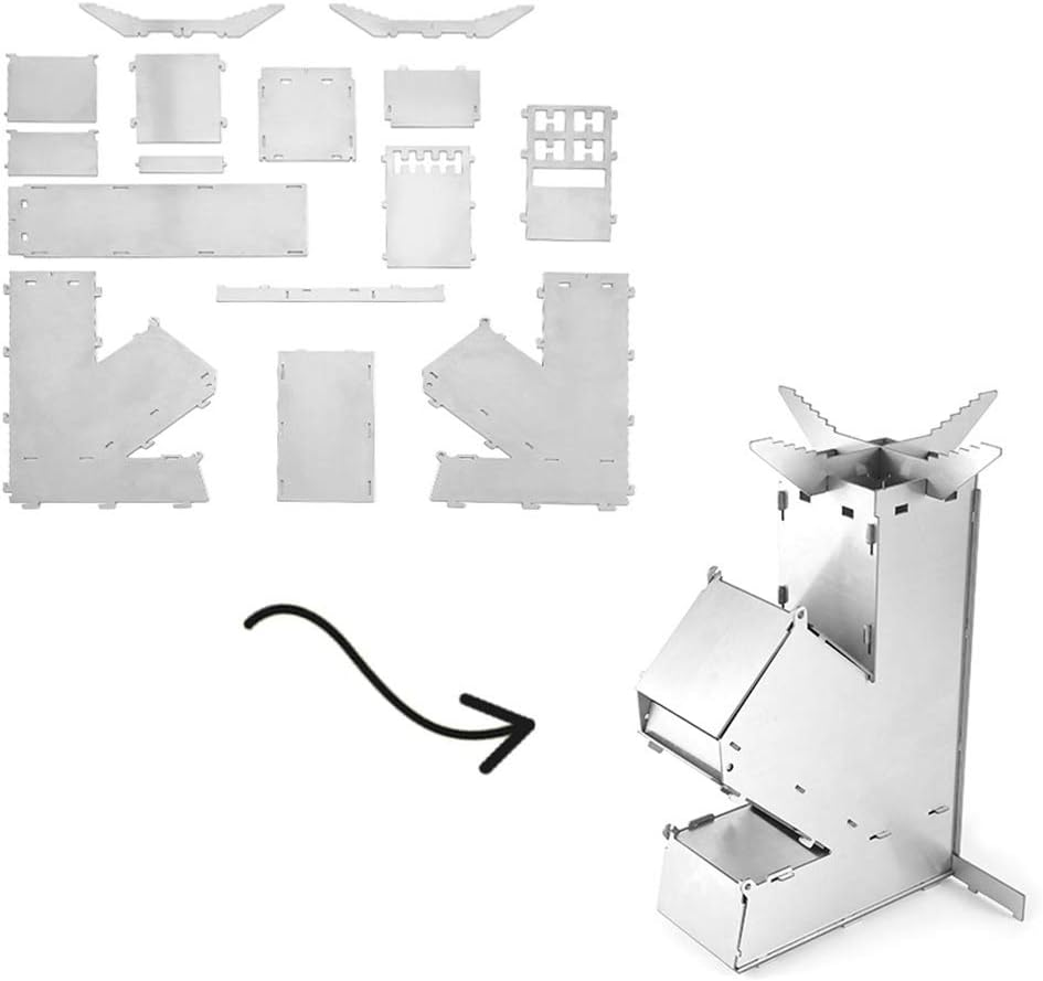 Outdoor Collapsible Wood Burning Stove Detachable Portable Stainless Steel Rocket Stove Camp Tent Stove GTRH image number 6