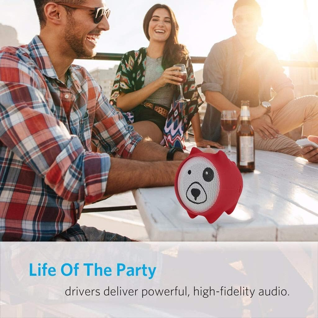 Zenly Mini Cute Bluetooth Speaker Portable Cartoon Outdoor Music Player Stero Loundspeakers Support Self Timer Handsfree Speaker (Color : Red) - Black image number 2