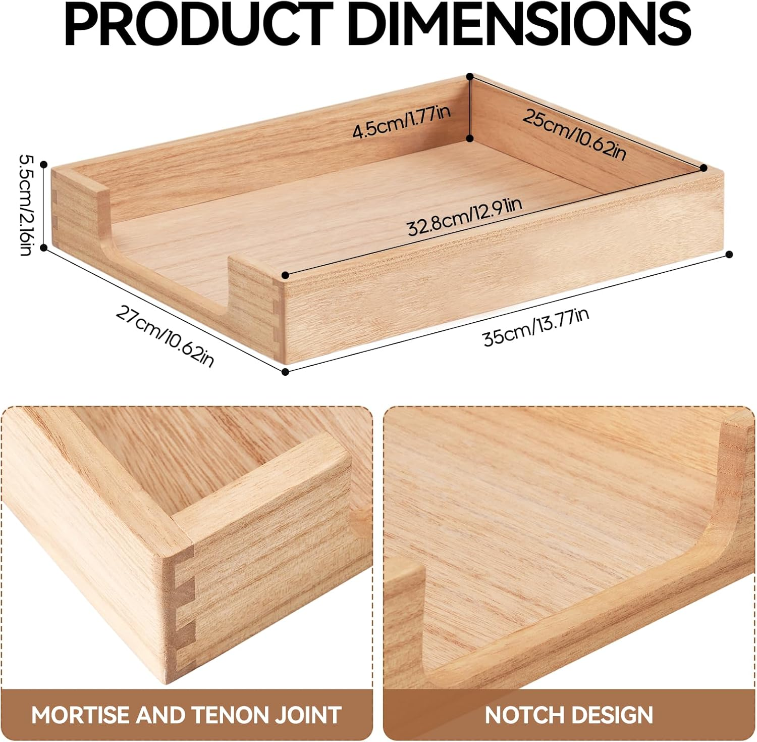 Kirigen Wood Letter-Size Tray Single-Tier (TP-NA)- Wooden Tones Collection Front-Load Documents Tray for Office Desktop Organizer - Desk Magazine, File, Folder, Paper Holder Natural image number 6
