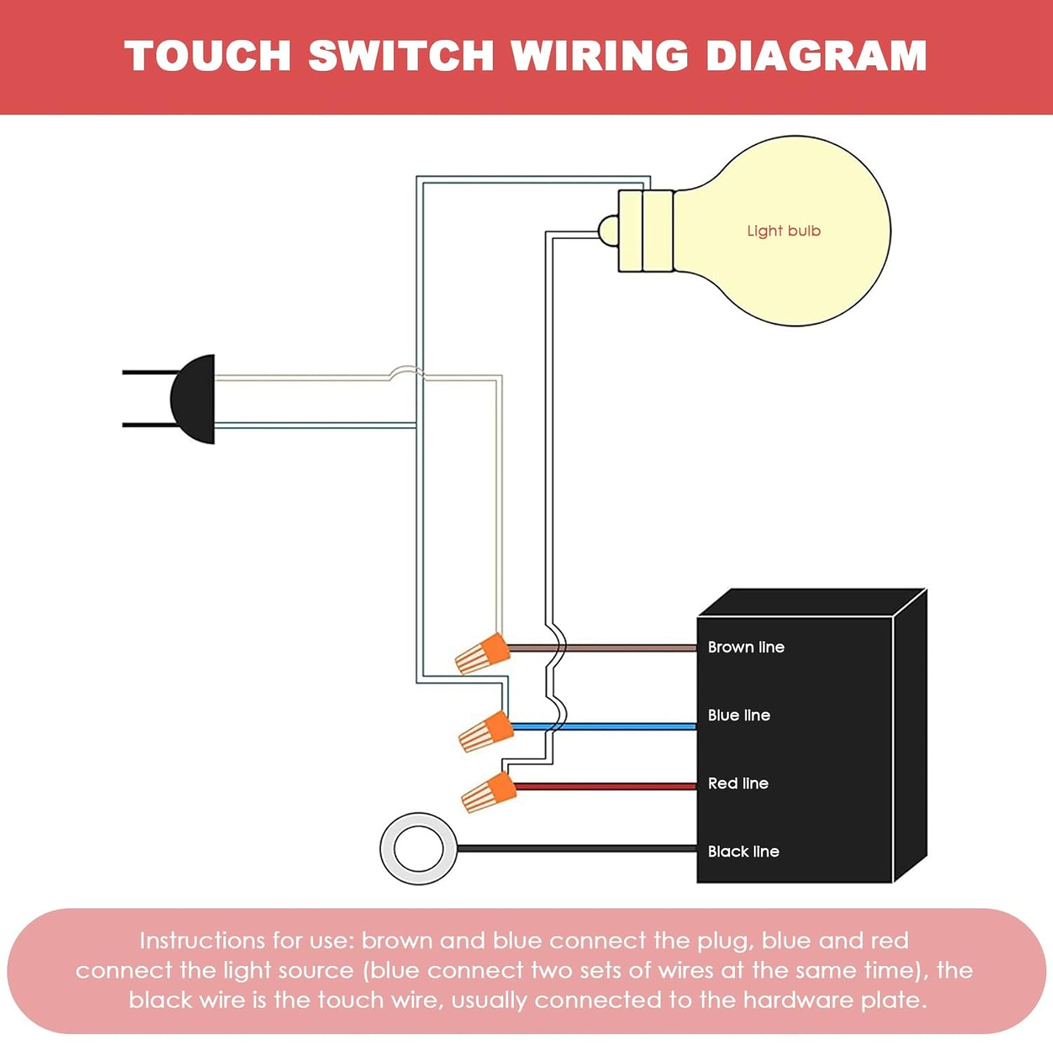 Touch Lamp Switch 2 Pack,Touch Lamp Control Module for Dimmable Led,Bulbs,Lamp Switch Replacement Kit with Wiring Caps image number 3