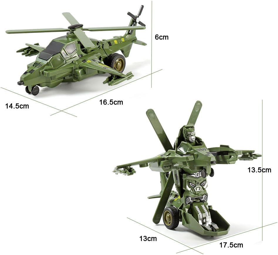 YOBOKO Transforming Airplane Toy Aircraft Robot Toy Kids Simple Airplane Model Toys Boys Funny Play Vehicles Gifts for Toddler Kids 3-8 Years (Green) - Green image number 4