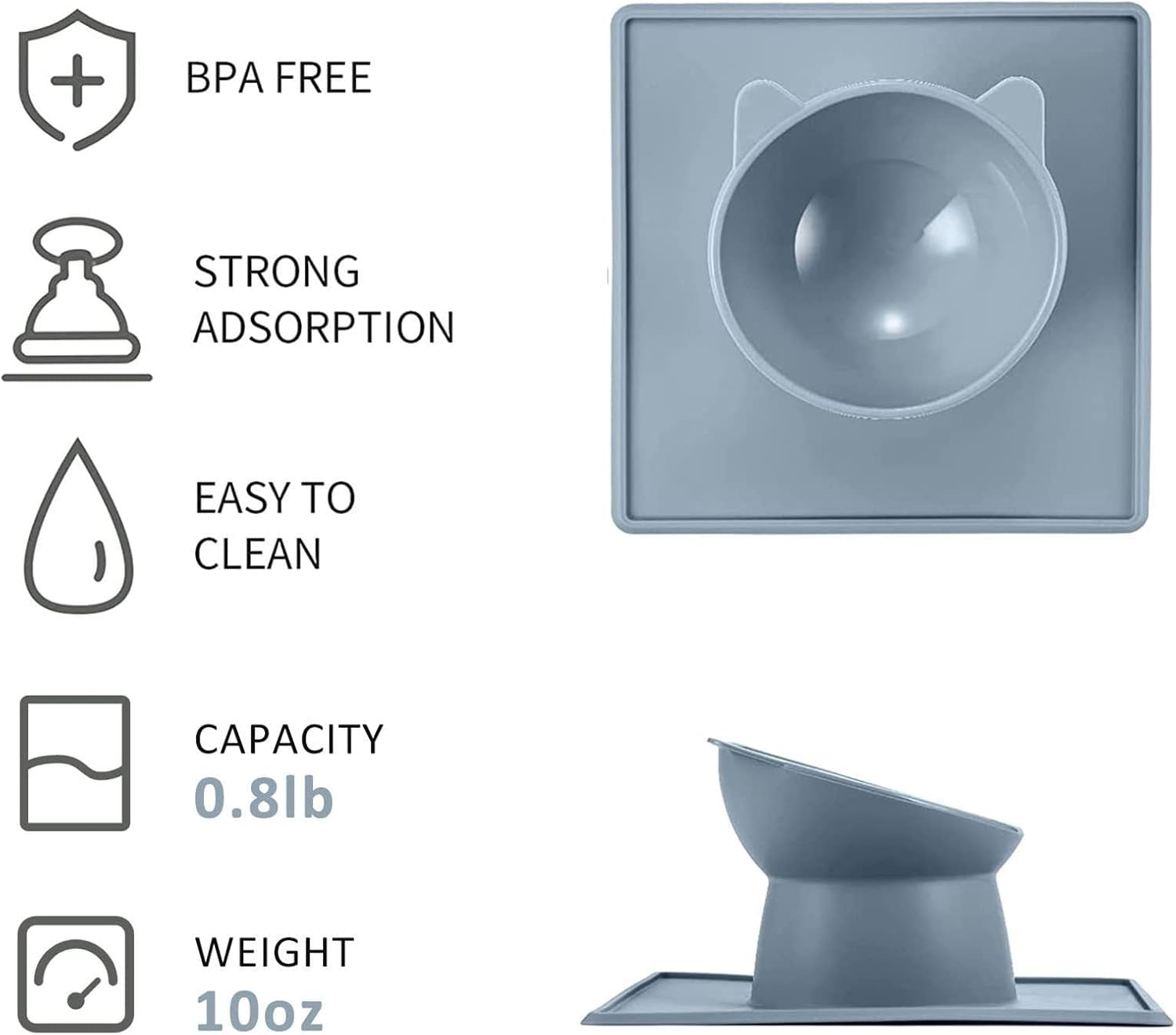 Raised Cat Food Bowls - Elevated Silicone Cat Dish for anti Vomiting | Orthopedic Cat Bowls for Indoor Cats, Non Slip Cat Dish for Puppy Pet Borato image number 2