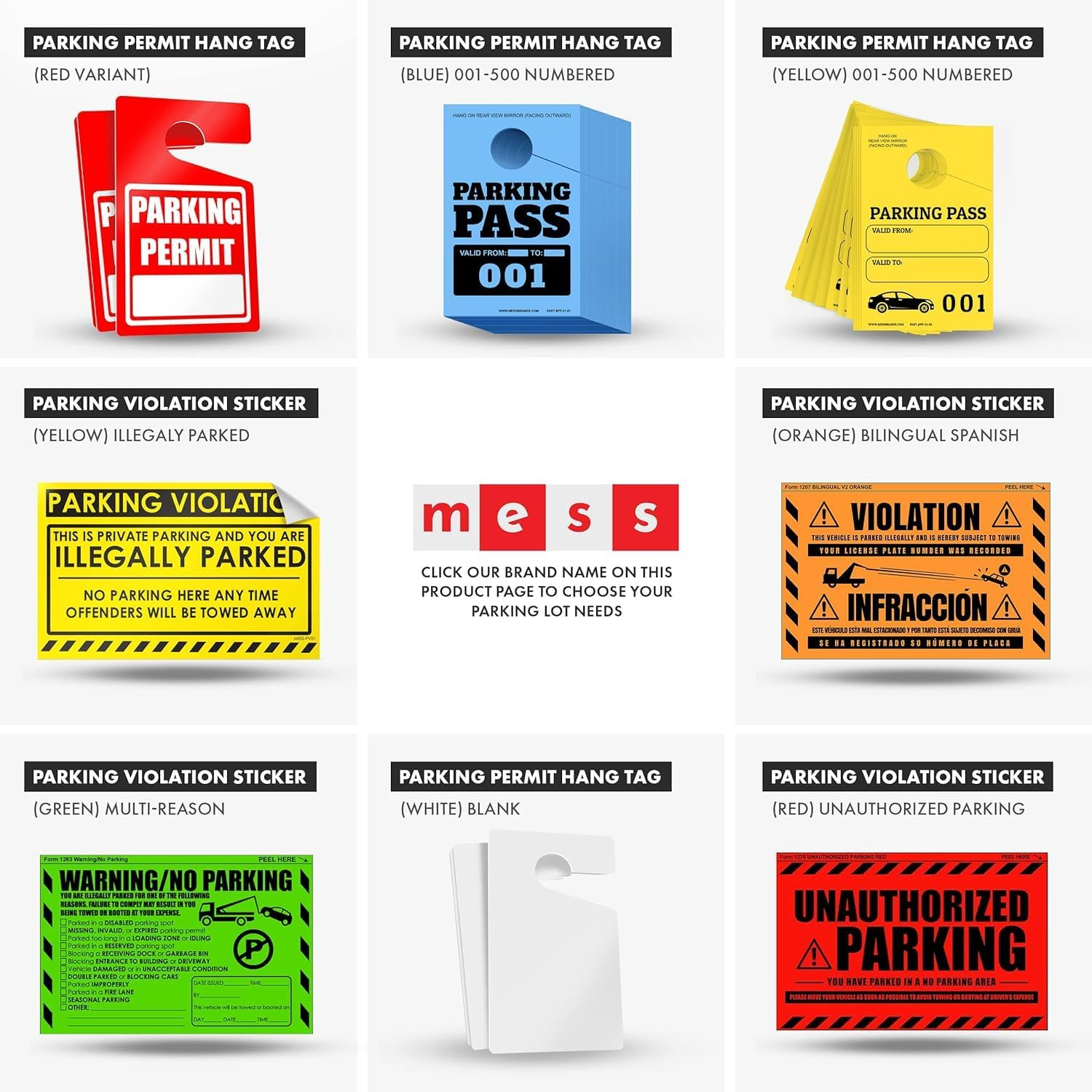 100 Mess Parking Violation Stickers - Hard to Remove - No/Unauthorized Parking Warning Stickers - Super Sticky - 8X5 in (Red, 100) image number 3