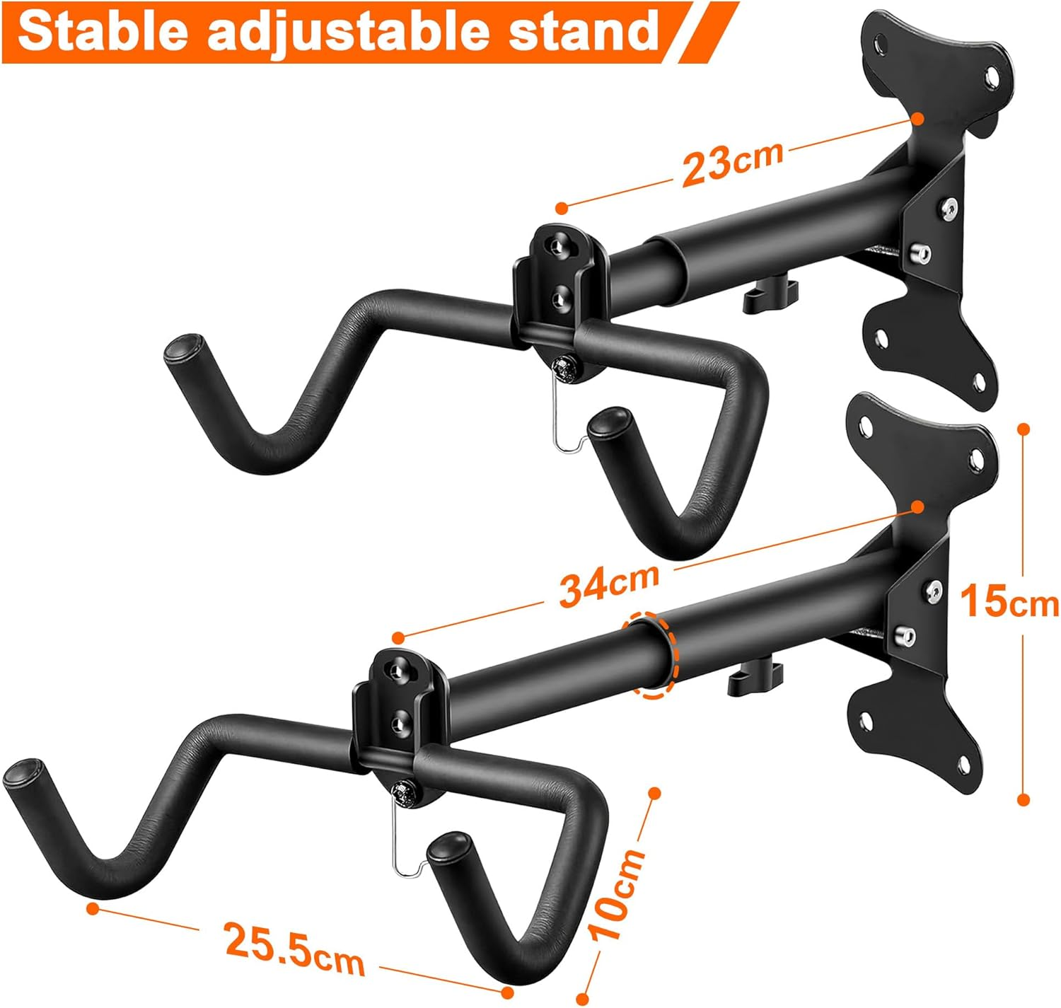 Bike Hanger Wall Mount, 2 Pack Heavy Duty Horizontal Wall Mount Bicycle Storage Garage Adjustable Bicycle Hooks for Mountain Hybrid Road Bikes image number 6