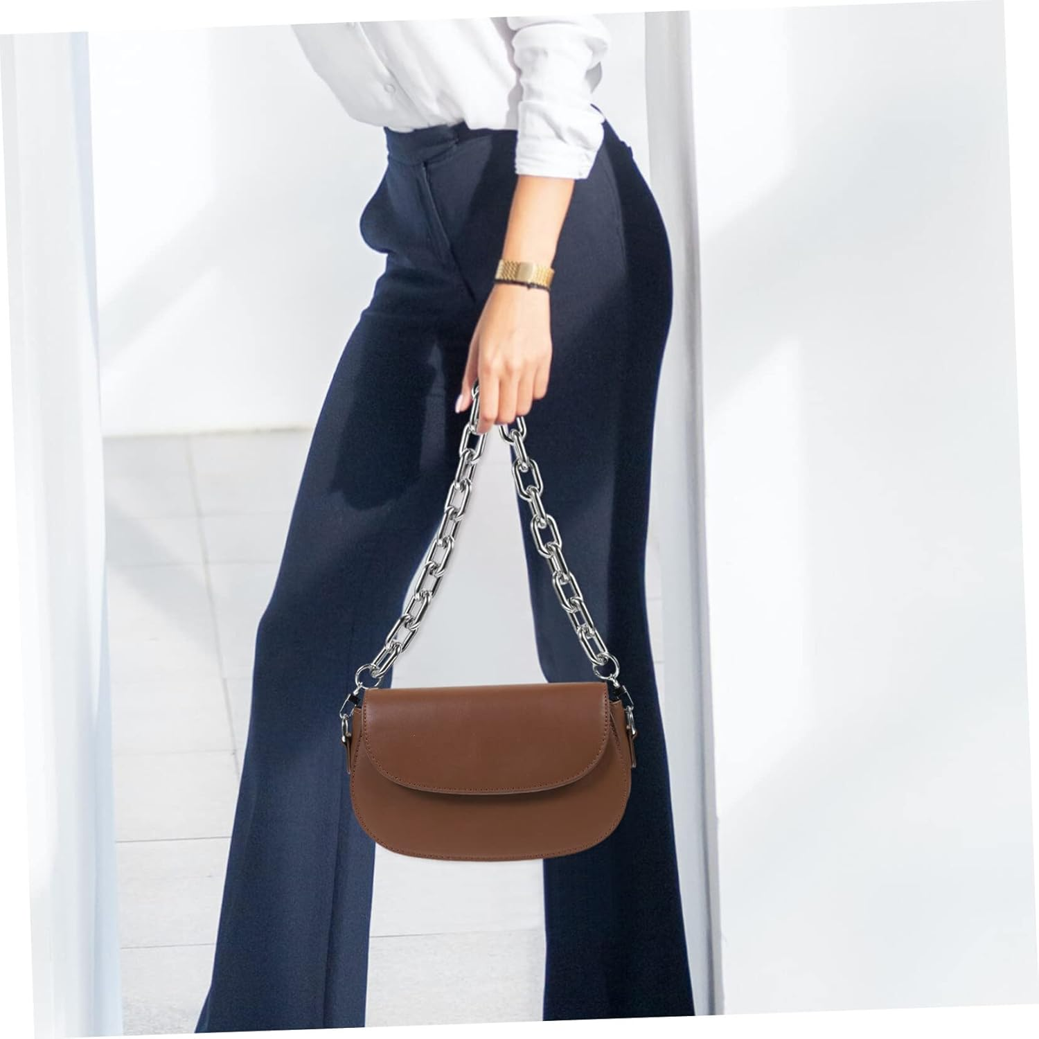 Abaodam Silver Bag Chain Strap Purse Chain Replacement Chunky DIY for Women Handbag image number 4