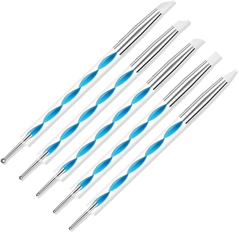 ZEOHBETY Nail Art Brushes Set, 20Pcs Nail Art Design Tools, Acrylic Silicone Carving Pen, Dotting Pen, Nail Fine Liner Brushes, Extension Gel Brush, Polish Brush, Builder Brush, Black and Blue image number 5