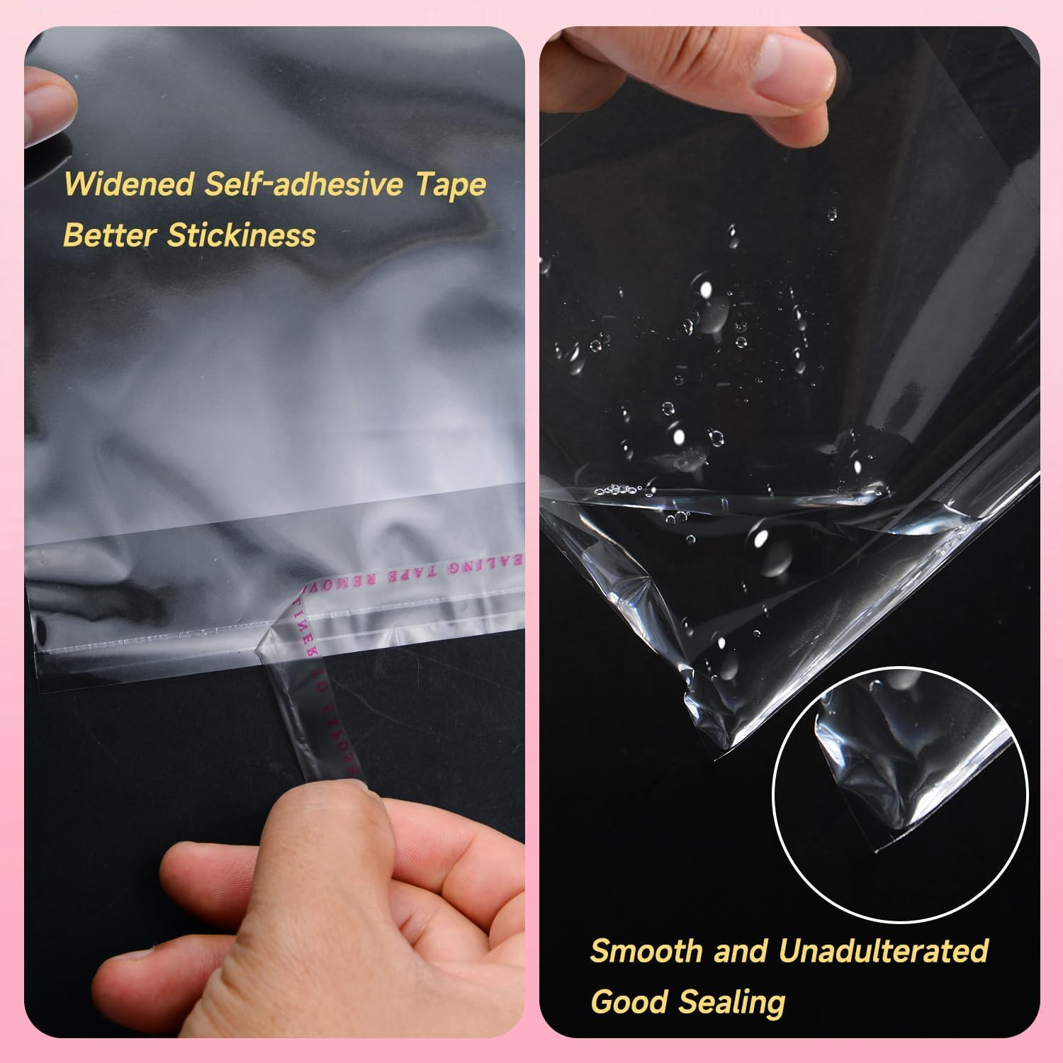 4"X4" Clear Self-Sealing Cellophane Bags, Resealable Treat Bags for Candy Snack Cookies, Baked Food and Party Favors, Cookie Bag for Gift Giving Bakery Cook Gift Wrapping(4X4 Inch (Pack of 200)) image number 5