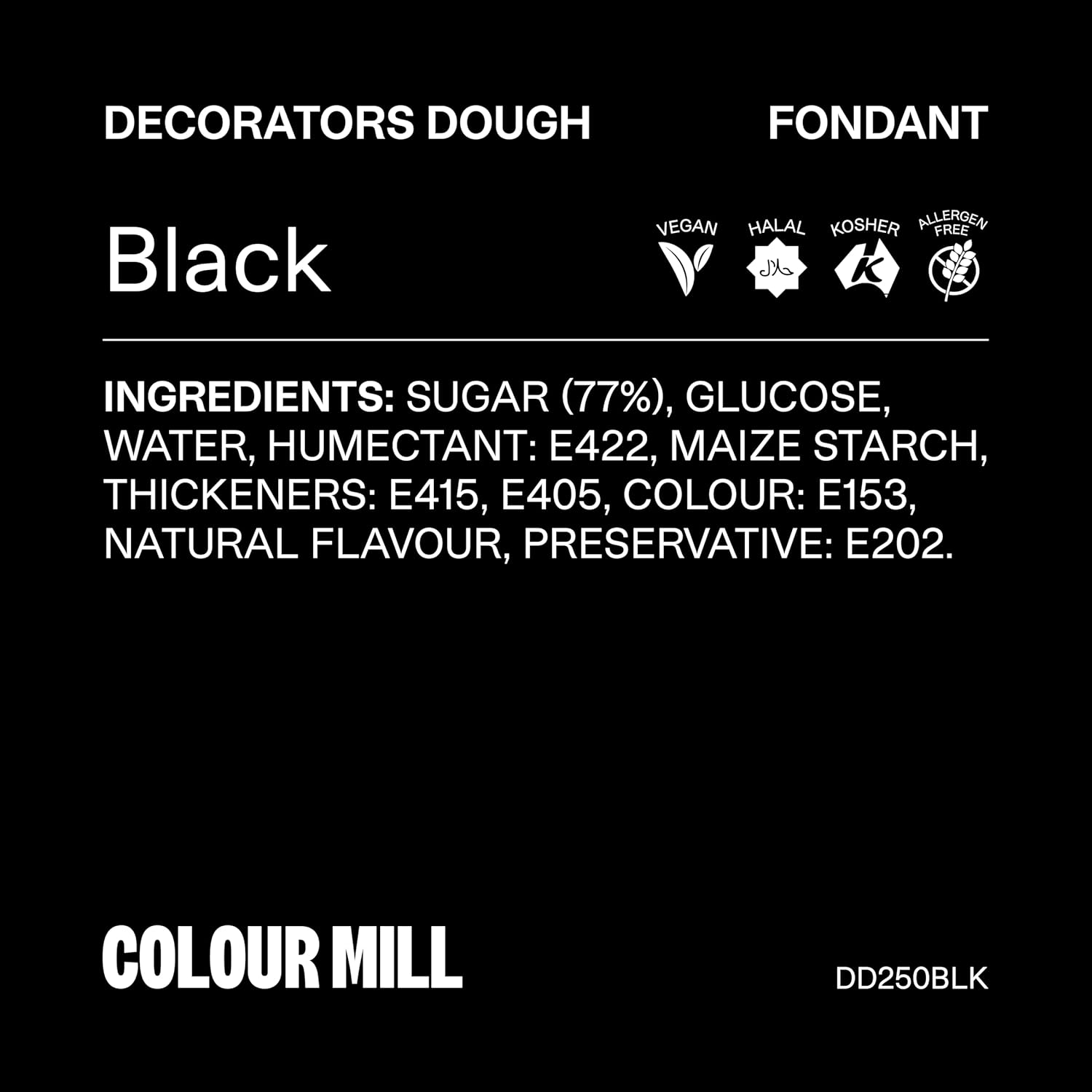 Colour Mill Decorators Dough Premium Ready to Roll Fondant Black 250G image number 1