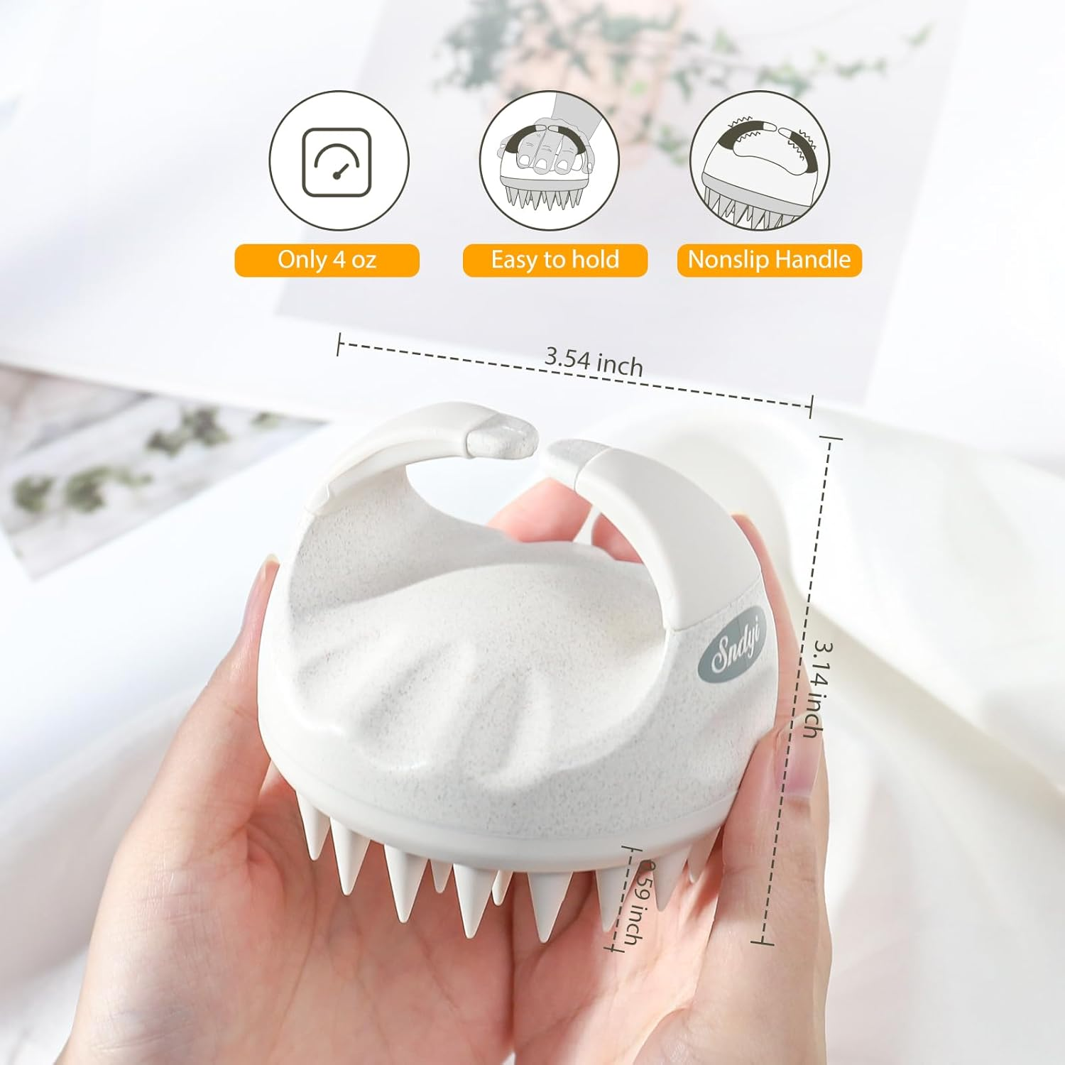 Sndyi Silicone Scalp Massage Brush, Exfoliating & Head Massage, Wet & Dry, Reduces Dandruff, Stimulates Hair Growth, Beige - Sky Blue image number 7