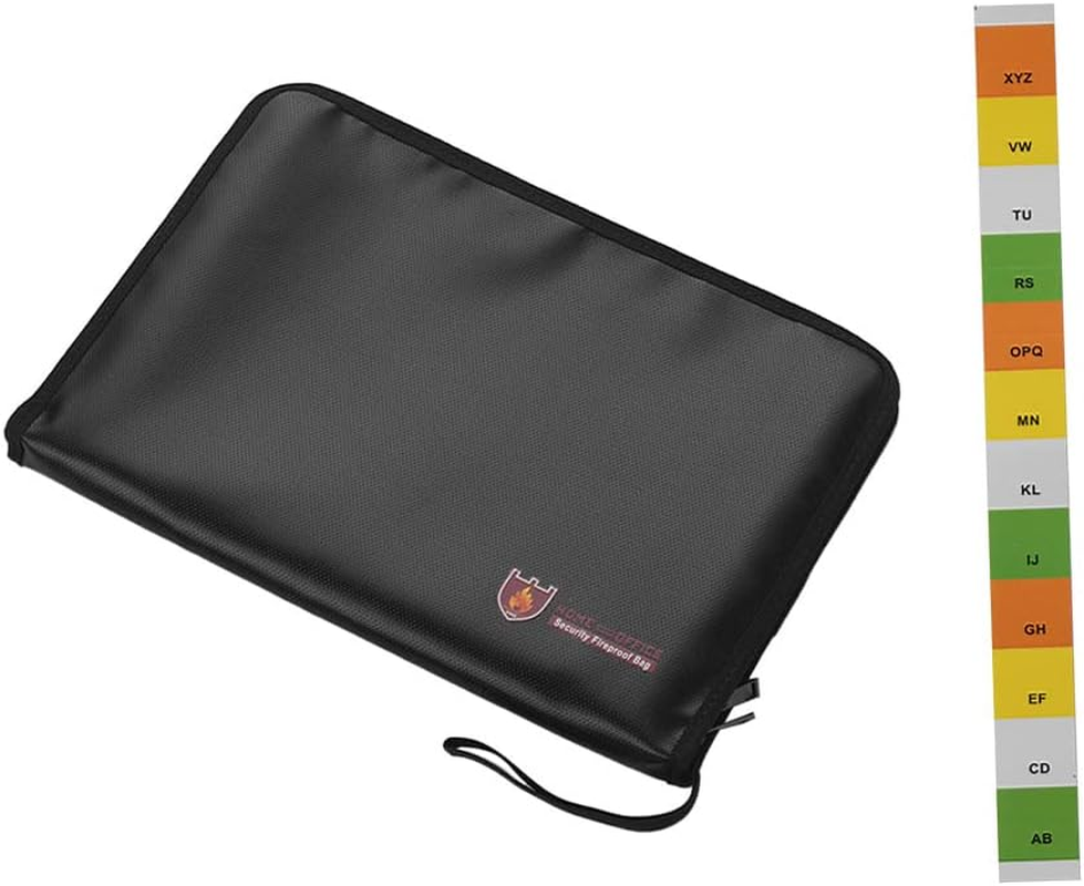 Fireproof Waterproof Safe Document Bags A4 Size Expandable File Folder Zippers 12 Pockets Accordian File Organizer for Cash Passport Photos Jewelry Legal Document Files Office Supplies ALKOY image number 3