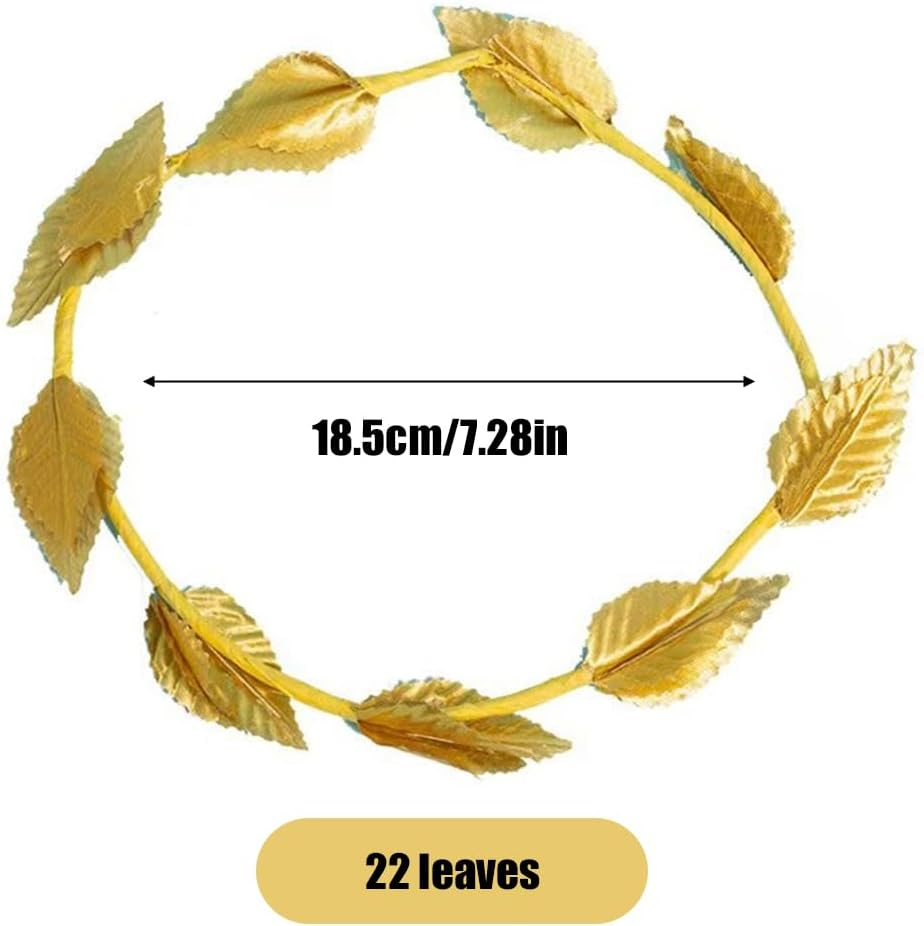 UEAVOID Pack of 3 Leaf Headbands, Roman Headdress, Leaf Crowns Headdress, Roman Laurel Wreath, Greek Headpiece, for Men and Women, Headpiece Accessories, Christmas (Gold) image number 5