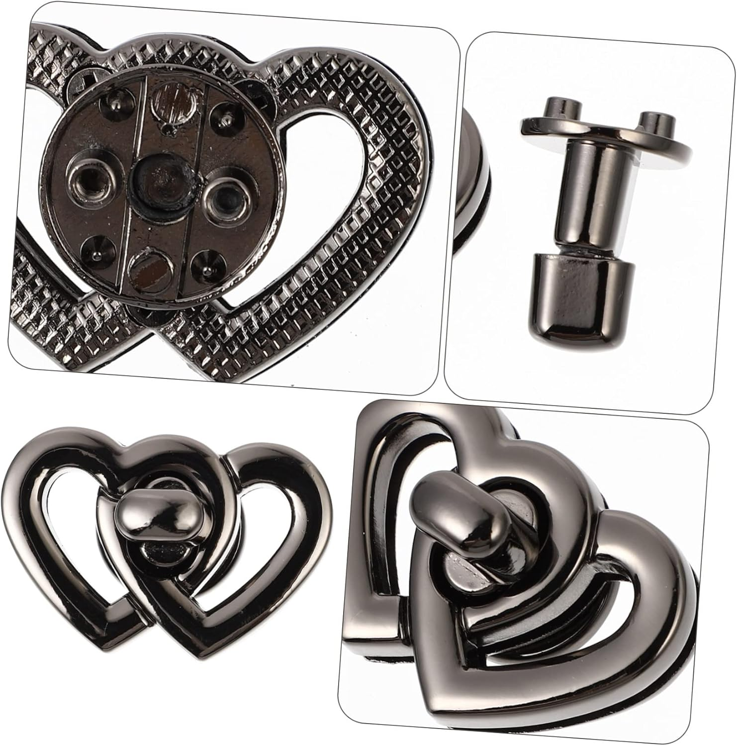 HOMSFOU 4Pcs Heart Shape Turn Locks for Suitcase Bag TSA Approved Metal Travel Locks image number 3