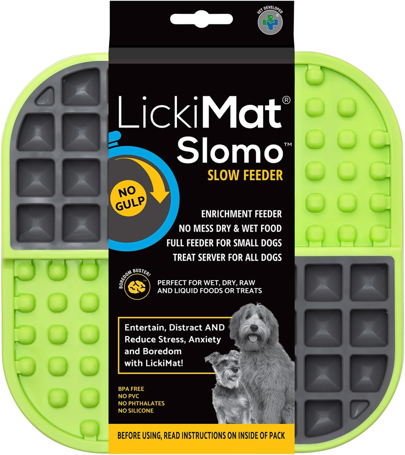 Lickimat Slomo, Original Dog Slow Feeder, Licking Mat and Alternative to Puzzle Feeder. Great Boredom Buster for Dogs (Purple)