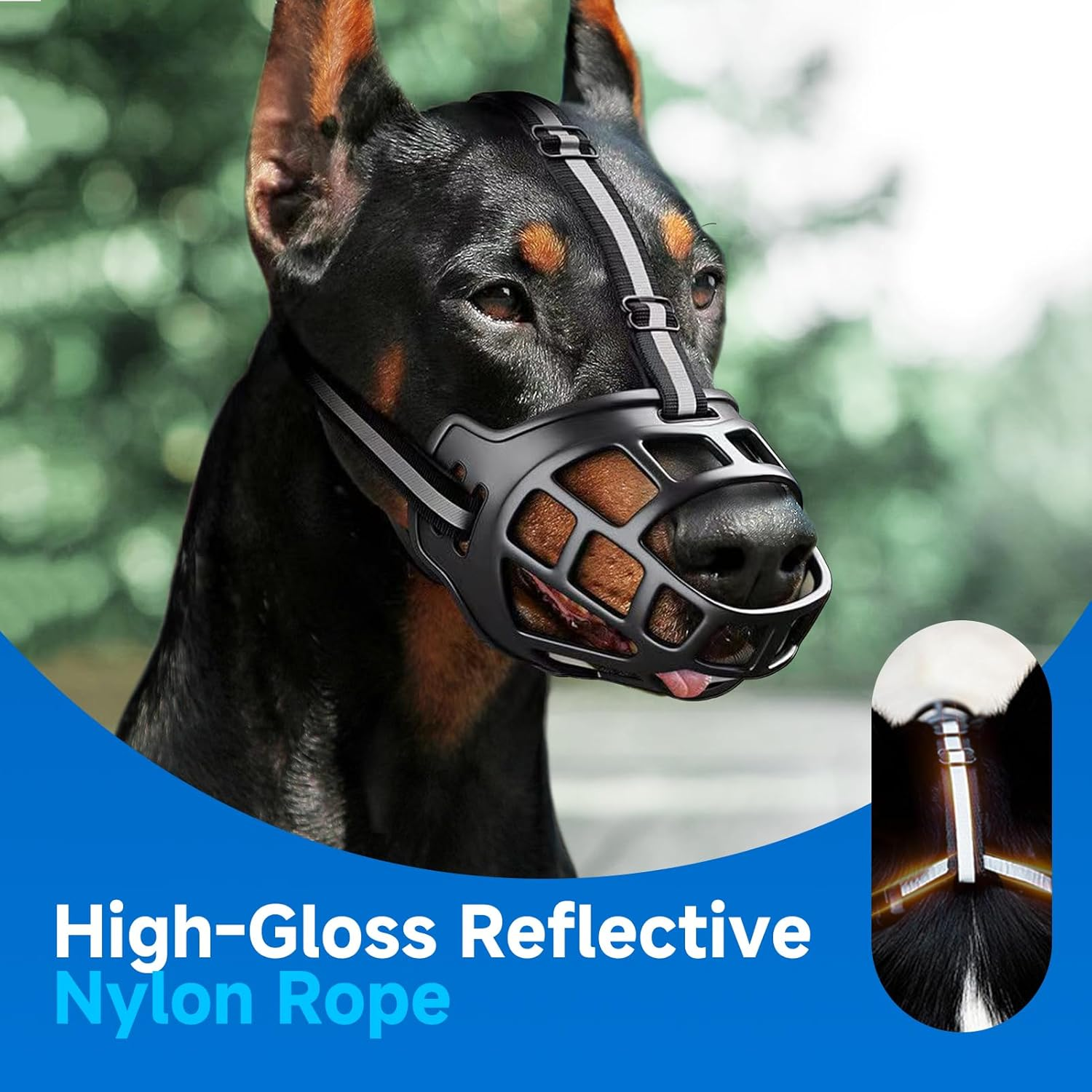 Muzzle for Dogs, Adjustable Muzzle Dog, Poison Bait Protection for Small, Medium with Adjustable Straps, Prevents Barking image number 3