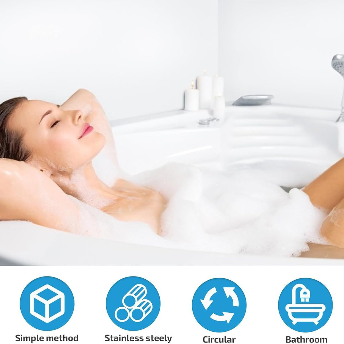 AIMALL Multi - Functional Bathtub Caddy - 24.4&times;7.87&times;2.36In Durable Metal Bathroom Storage Rack, Space Saving for Toiletries, Tablet, Book - Silver image number 4