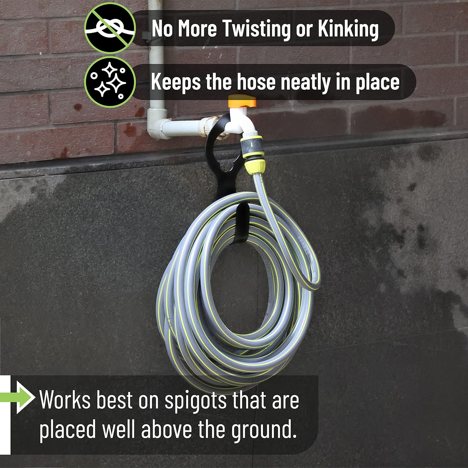 Metal Garden Hose Holder Fit for 50&rsquo; of 5/8&rdquo; Hose, Garden Hose Hanger, Water Hose Holder, Water Hose Holders for Outside, Portable Hose Holder, Hanging Hose Holder, Garden Hose Carrier image number 6