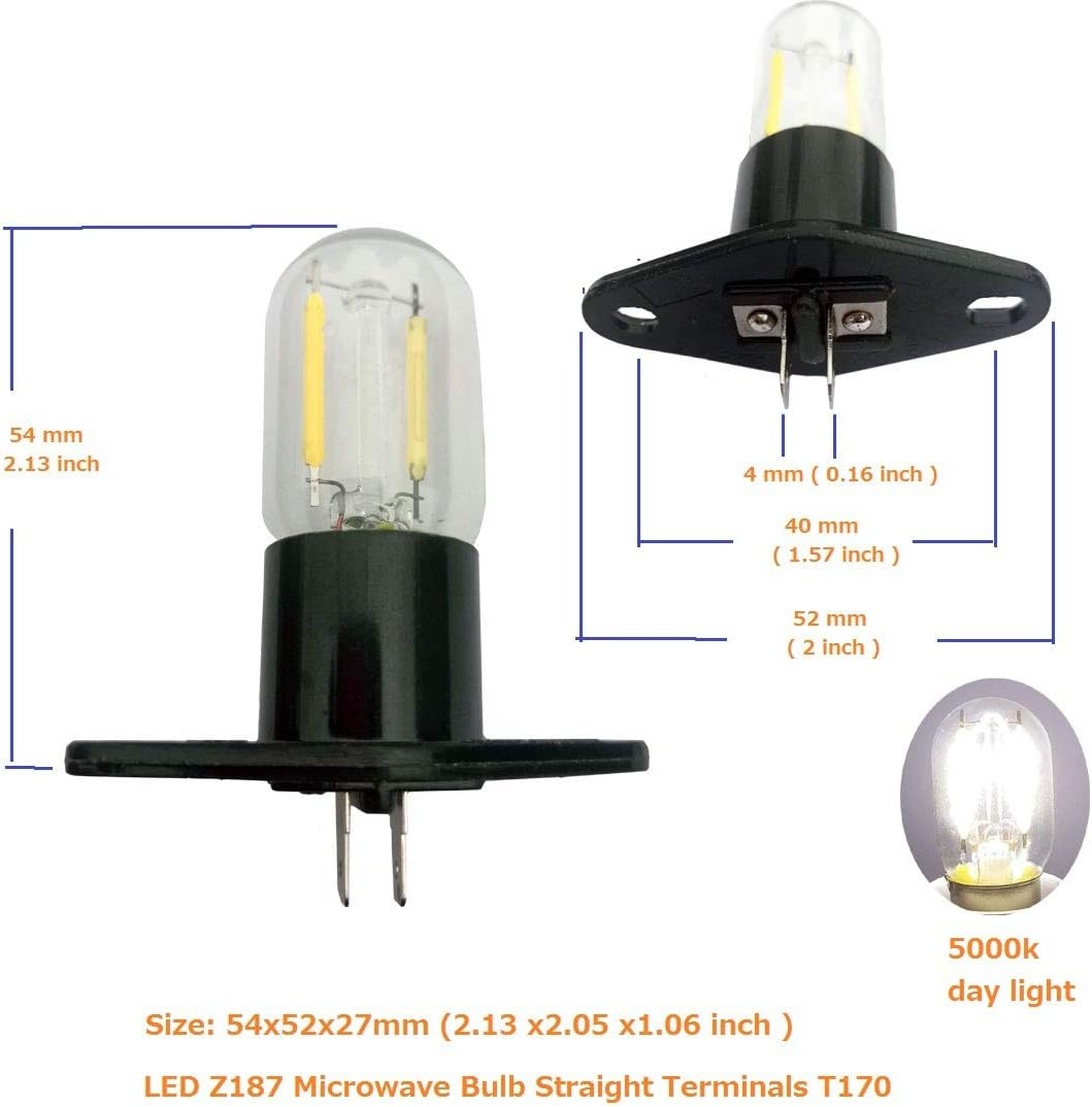LED Z187 Microwave Oven Bulb Straight T170 Light Bulb 240 V 1.5 W Equivalent 20 W Lamp for Lg Sharp Midea Fridge Electric Cooker Hood Light, 2 Pack T170 Straight image number 5