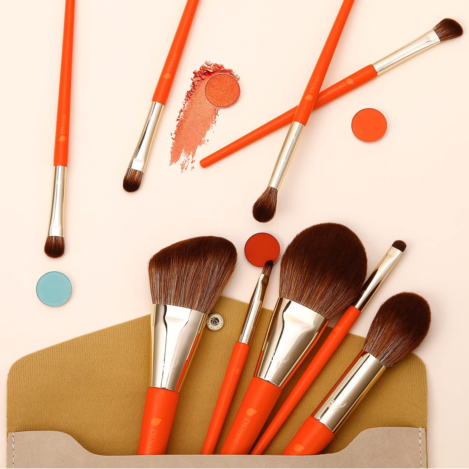 Ducare Makeup Brushes 9Pcs Makeup Brush Set with Bag Premium Synthetic Kabuki Foundation Eyeshadows Brushes Blending Face Powder Blush Concealers Eye Shadows Make up Kit