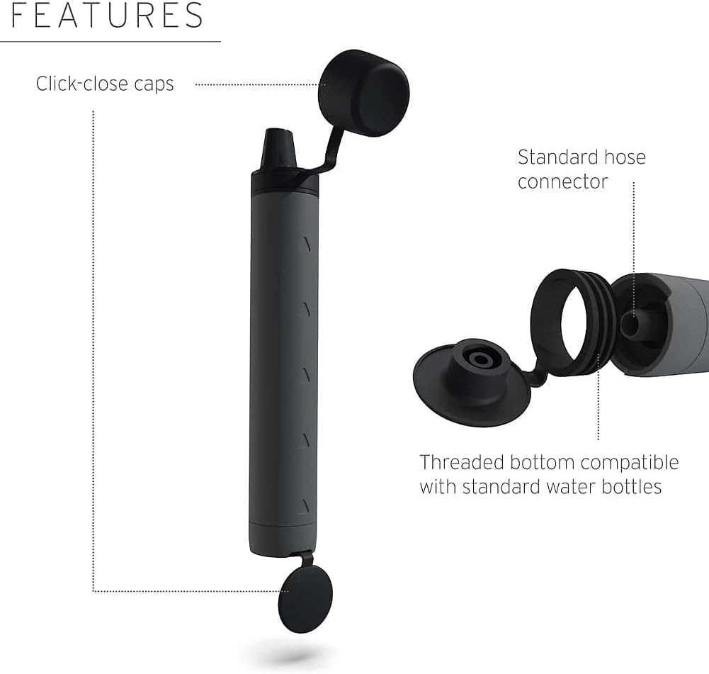 Lifestraw Peak Series Water Filter Straw, Dark Grey image number 1