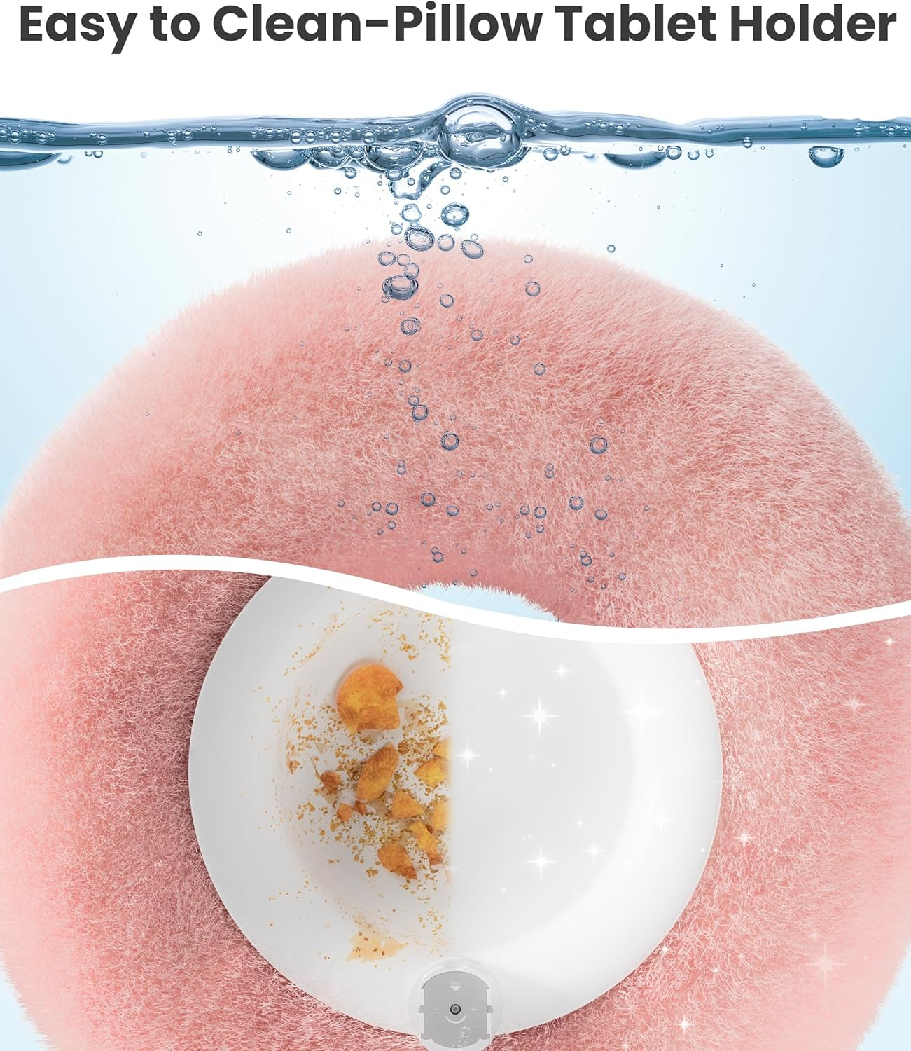 Tablet Pillow Stand with Kindle Page Turner for Reading in Bed, 360&deg;Adjustable Ipad Holder with Snack Bowl, Compatible with 4.7''-13''Kindle Accessories/Paperwhite/Ipad/Iphone/Samsung, Pink image number 1